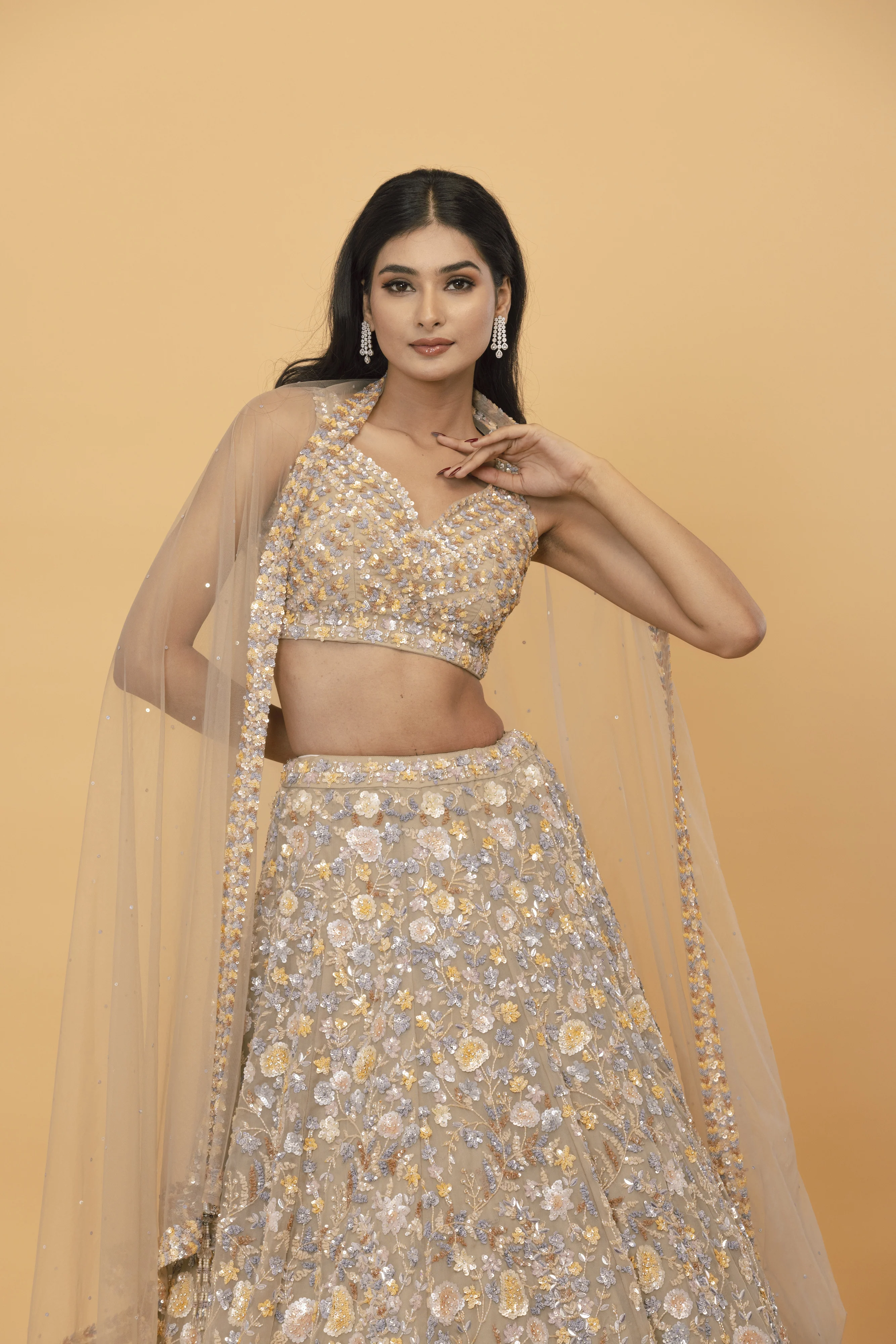 Multi Sequence Net Lehenga - Image 2