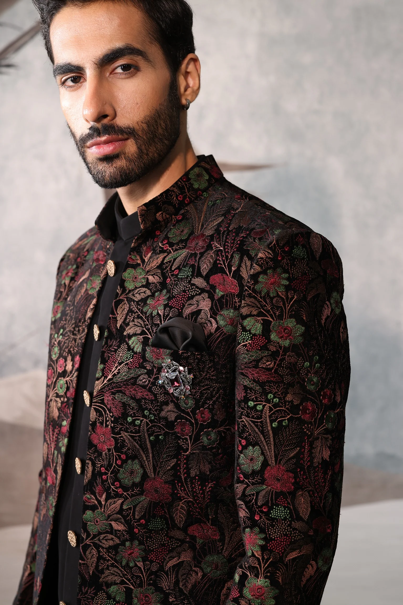 Multicolour indo western with floral design