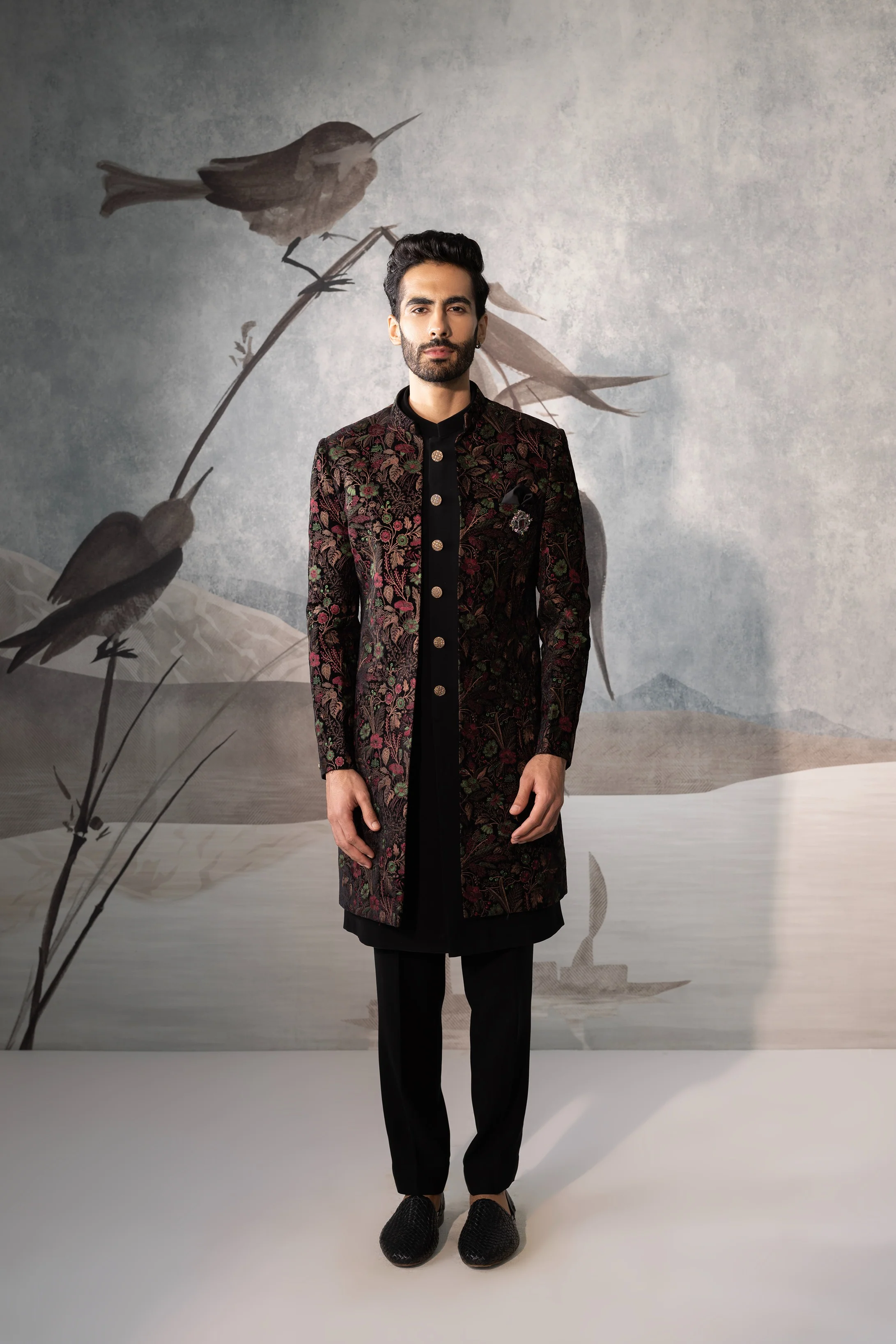 Multicolour indo western with floral design - Image 2
