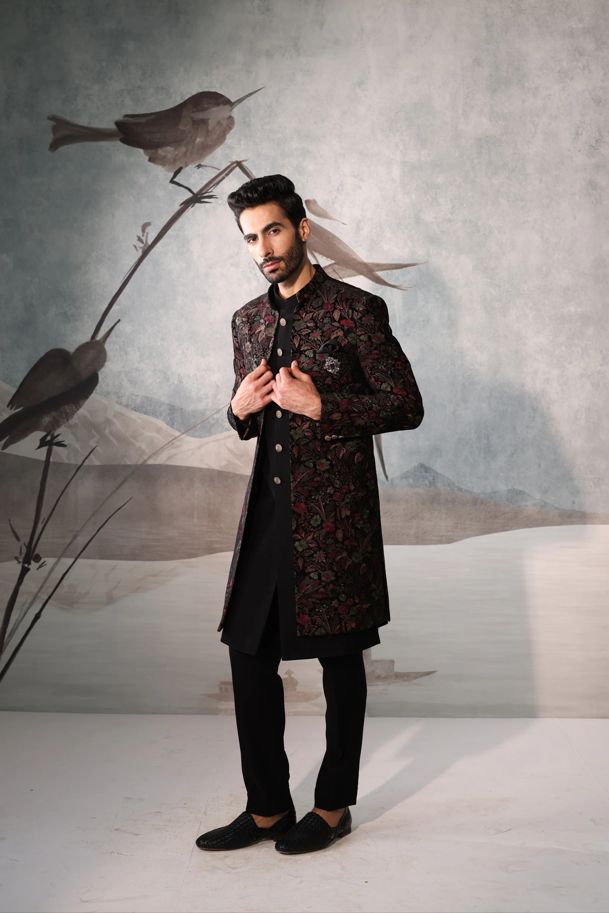 Multicolour indo western with floral design - Image 3