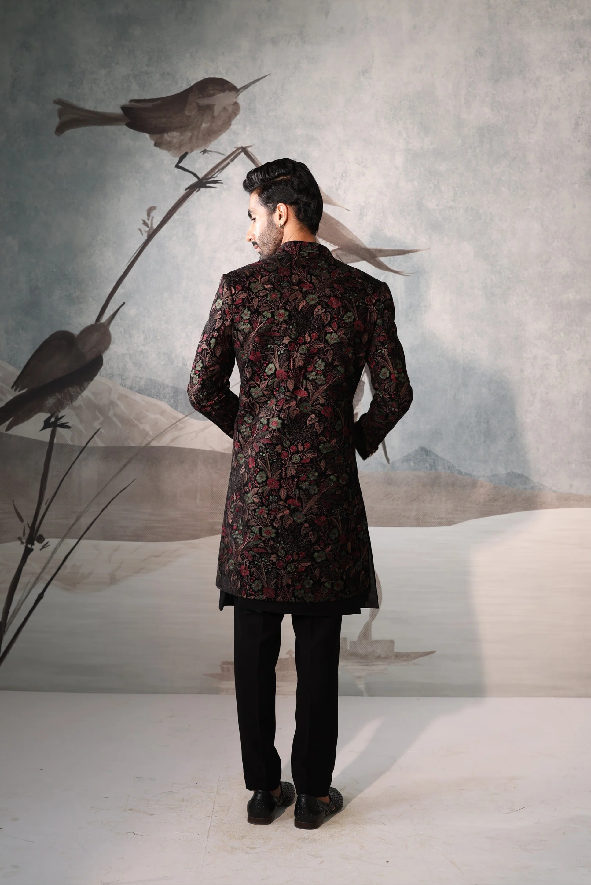 Multicolour indo western with floral design - Image 5