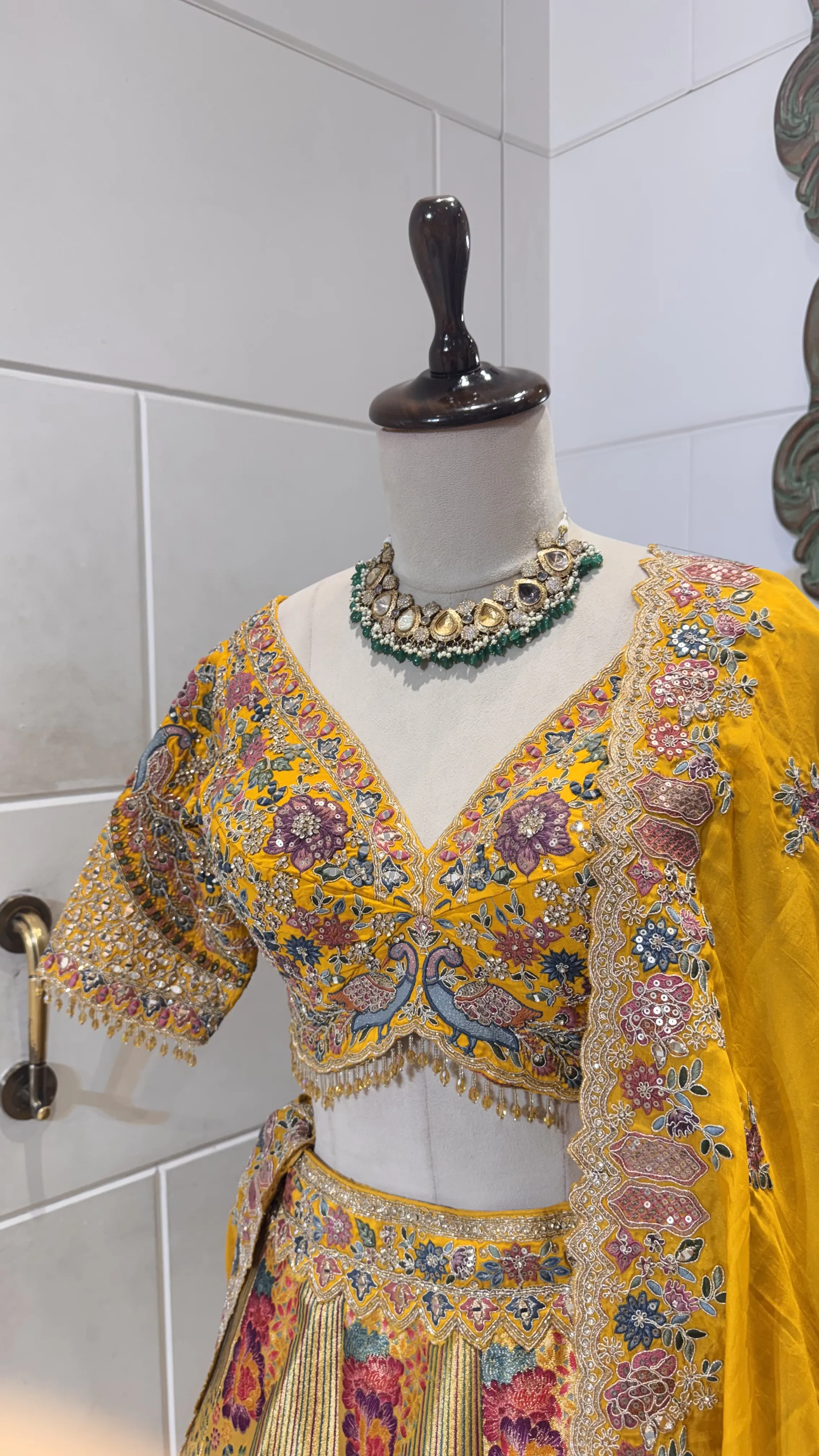 Mustard Banarasi print lehenga - Image 2