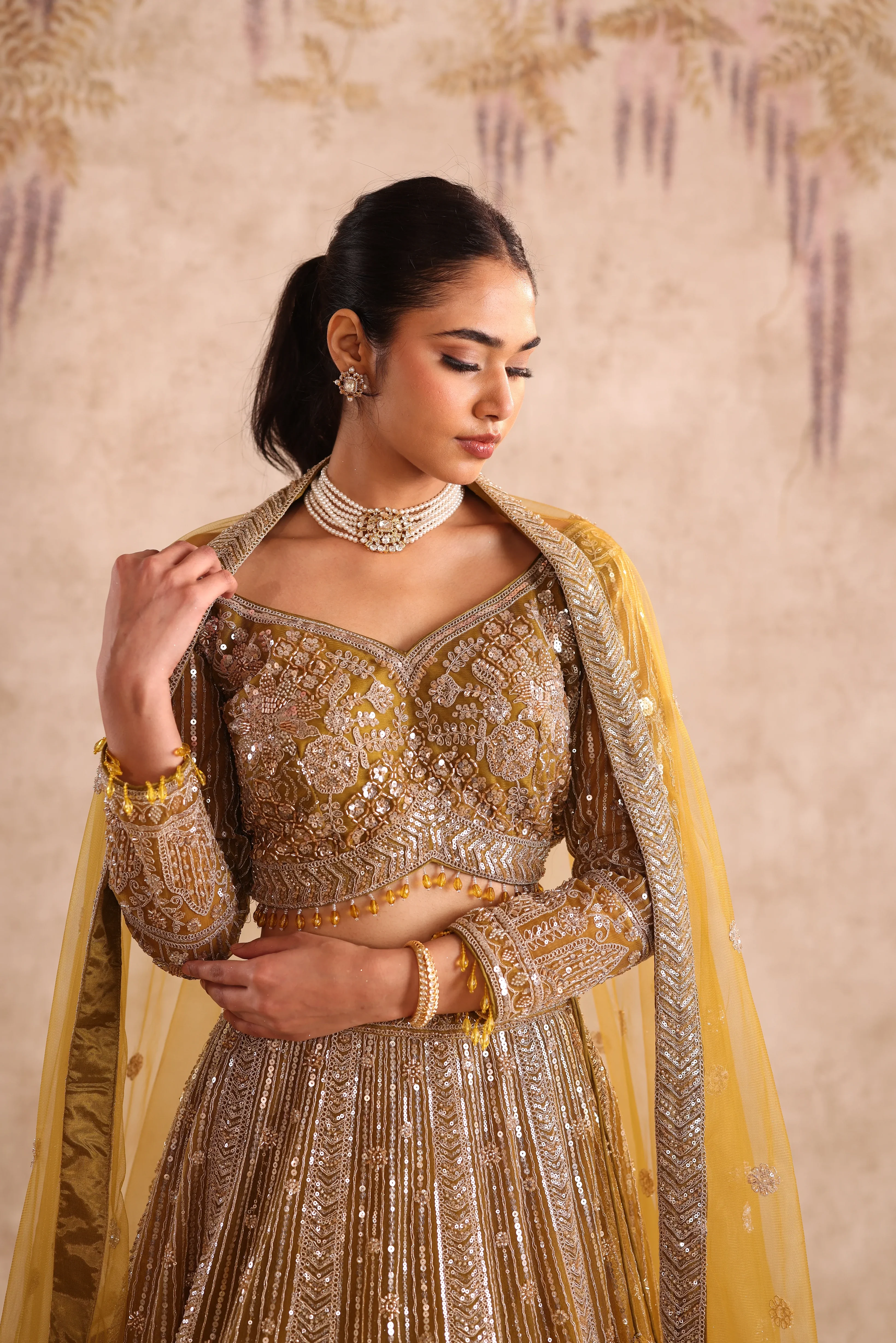 Mustard Embroidered Party Wear Lehenga - Image 2