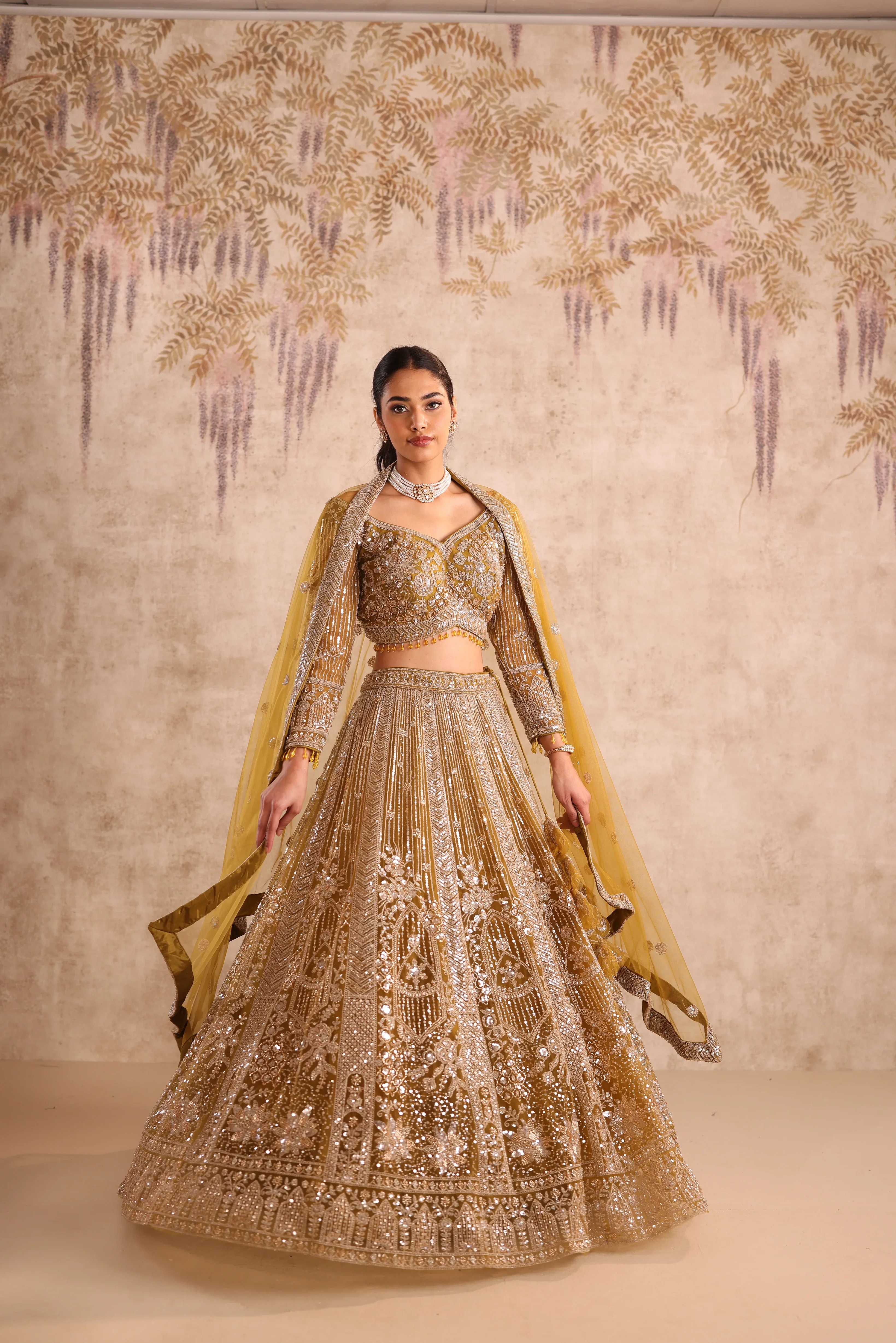 Mustard Embroidered Party Wear Lehenga - Image 4