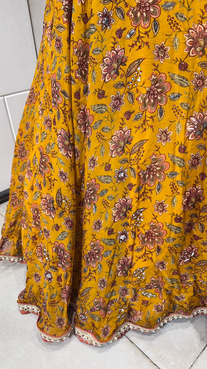 Mustard multicolour lehenga - Image 3