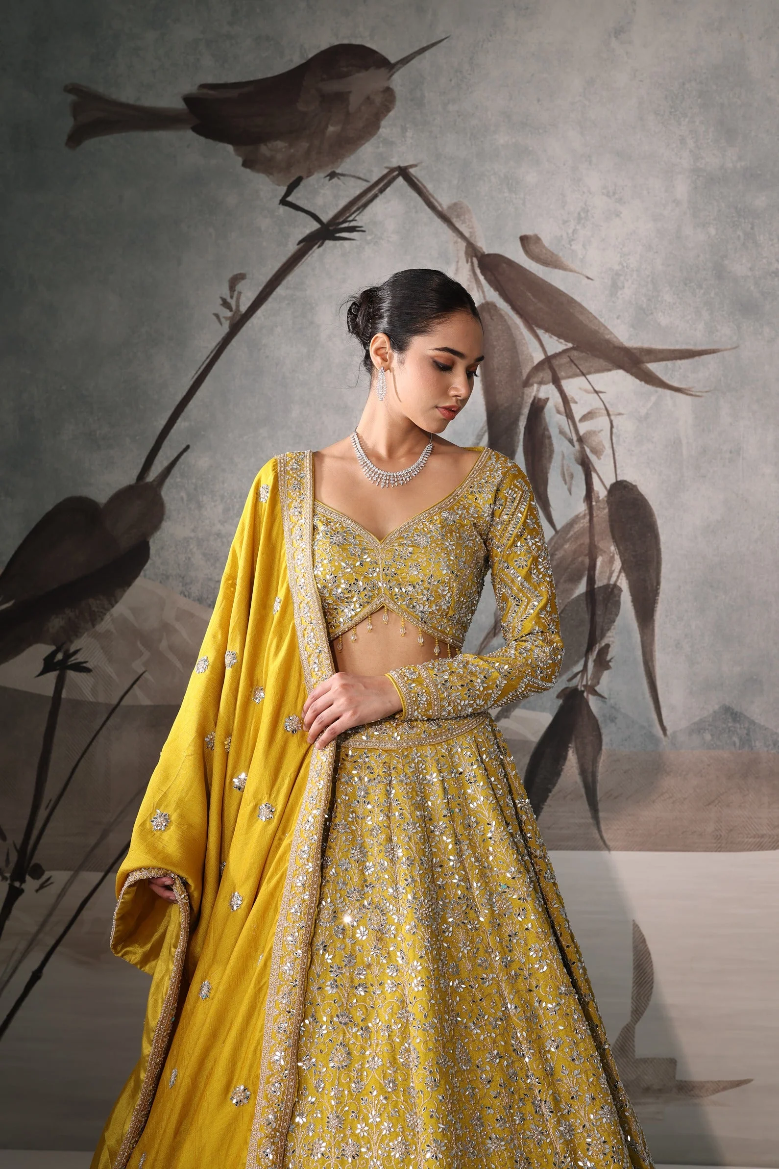 Mustard Yellow Festive Lehenga – Mehendi, Haldi & Sangeet Wear - Image 3