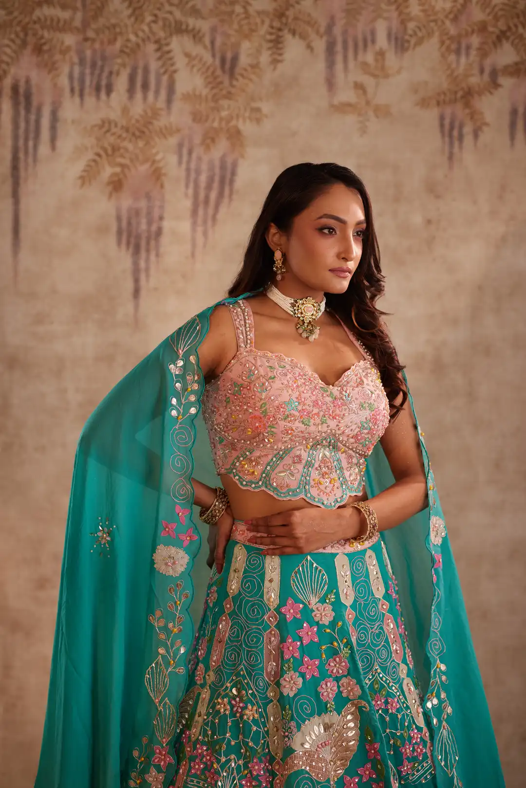 Mystic teal lehenga set - Image 4