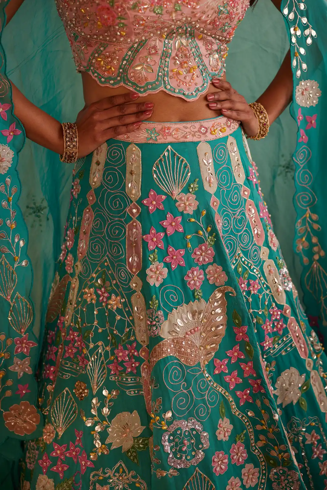 Mystic teal lehenga set - Image 5