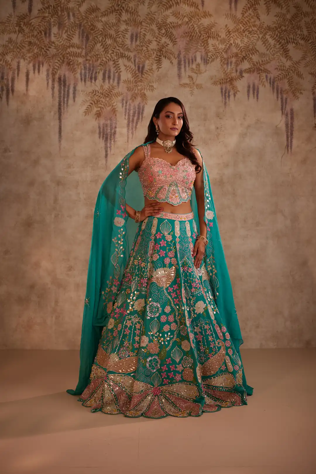 Mystic teal lehenga set - Image 6