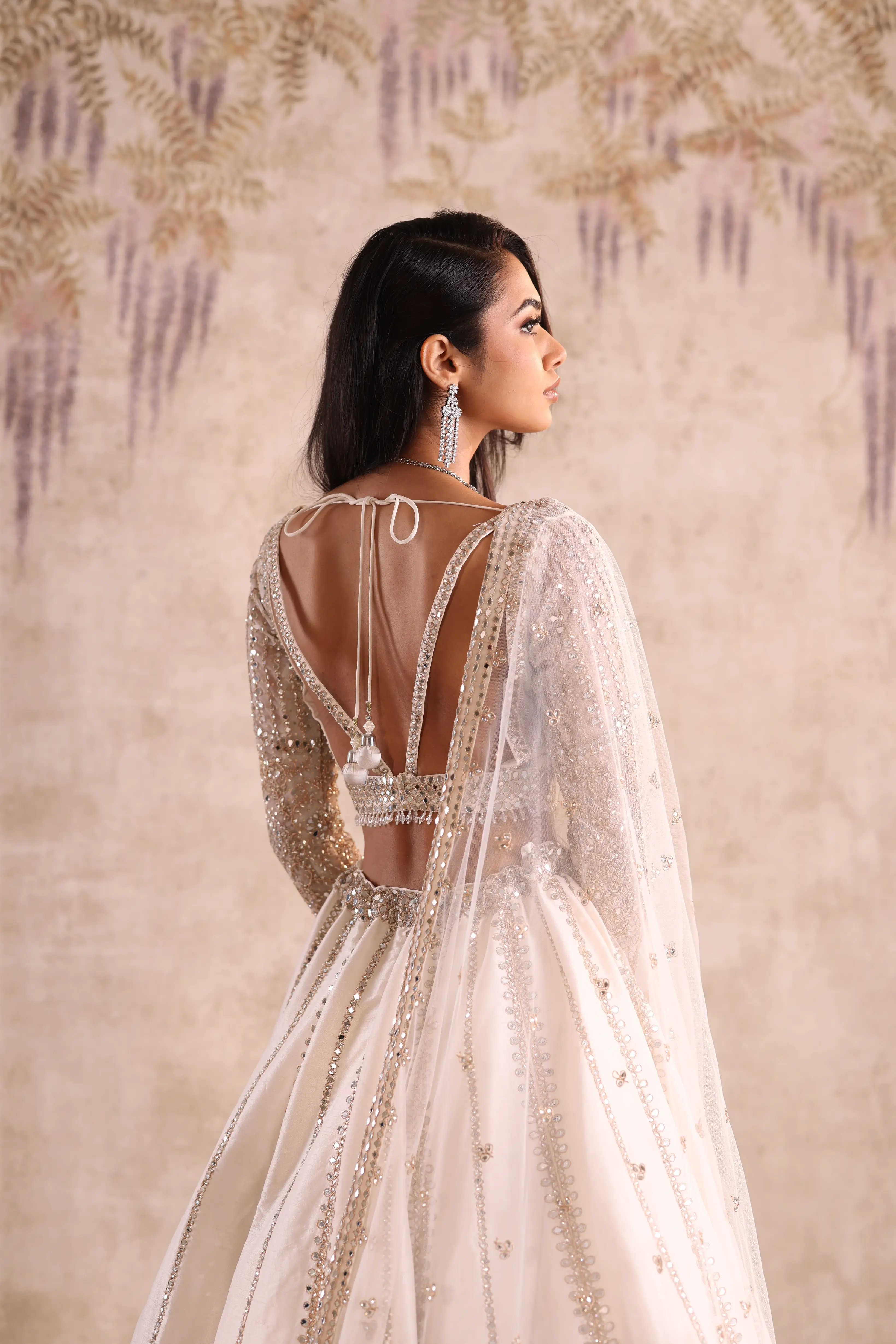 Off White Embroidered Lehenga - Image 3