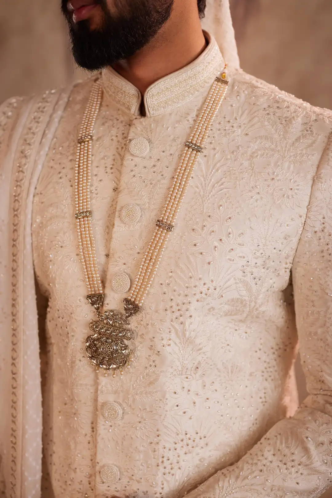 Off White Embroidered Sherwani for Groom | Premium Designer Wedding Sherwani - Image 15