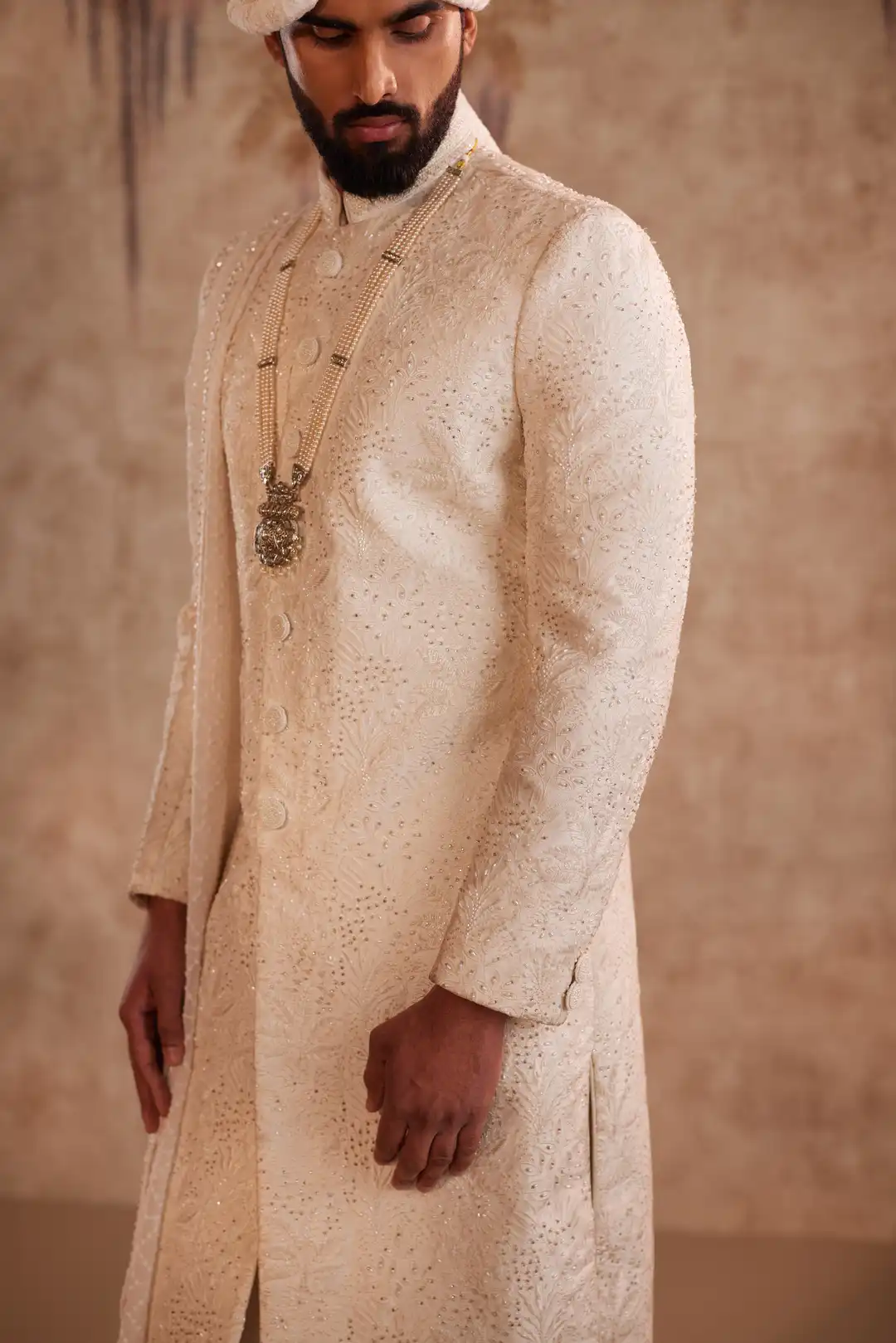 Off White Embroidered Sherwani for Groom | Premium Designer Wedding Sherwani - Image 17