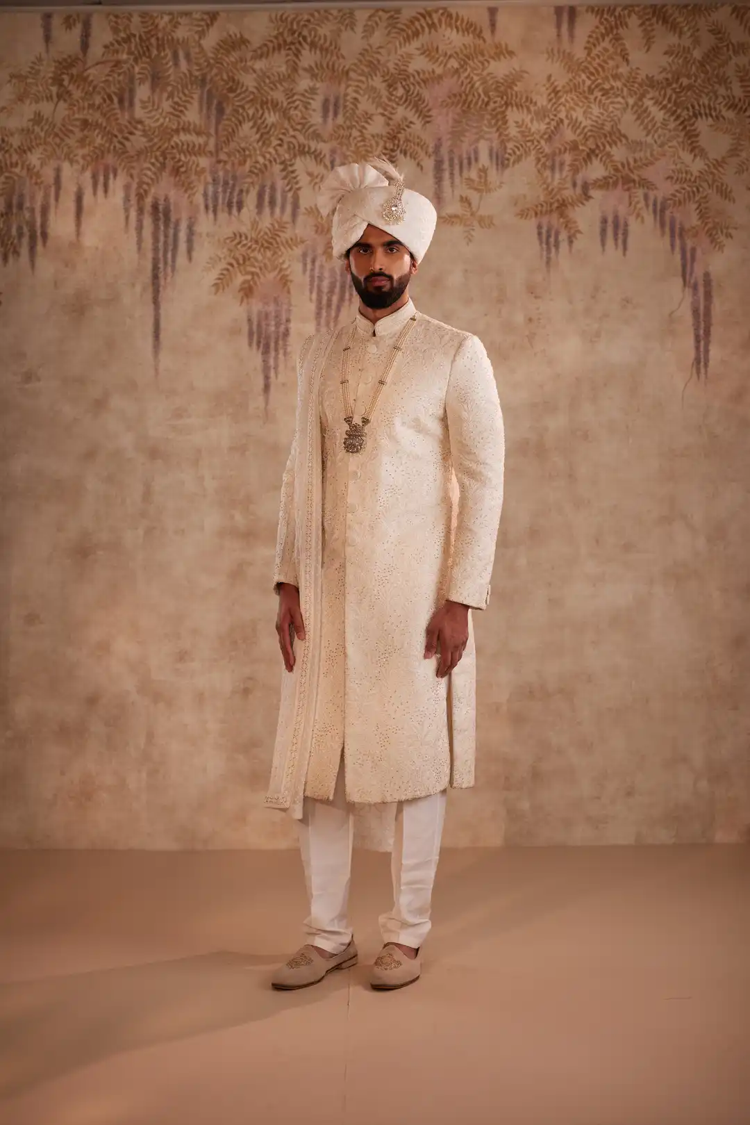 Off White Embroidered Sherwani for Groom | Premium Designer Wedding Sherwani - Image 7