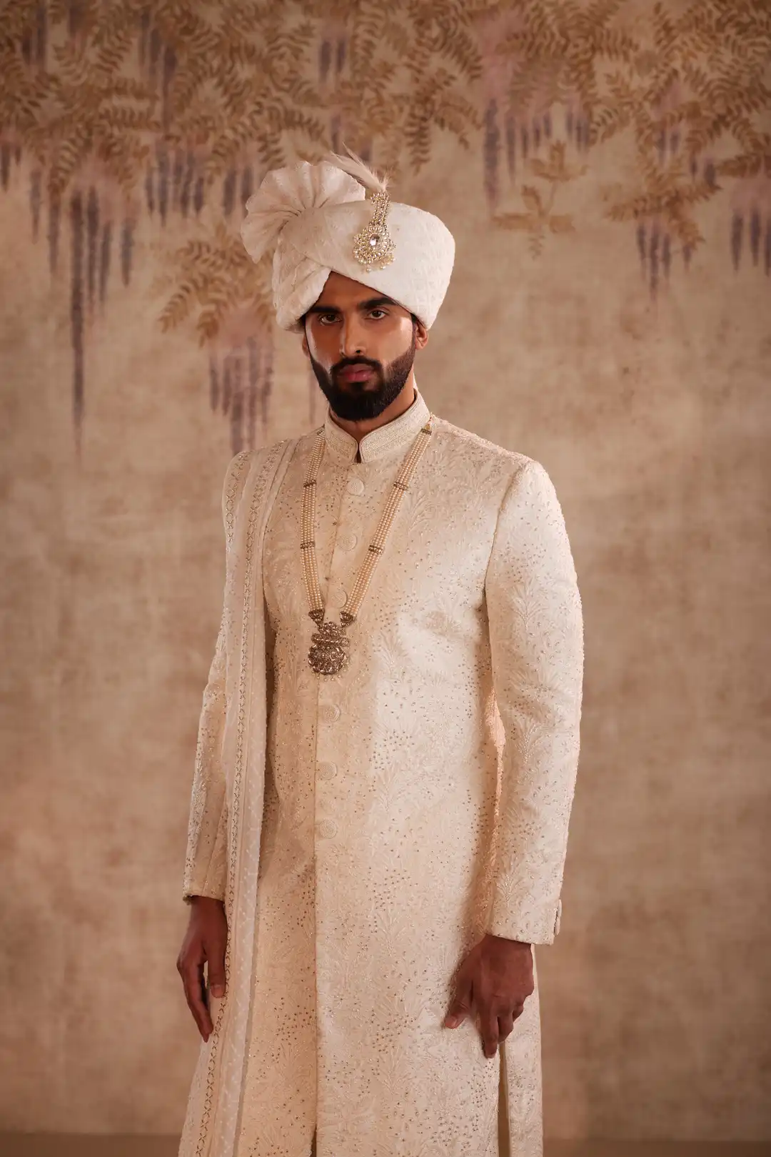 Off White Embroidered Sherwani for Groom | Premium Designer Wedding Sherwani - Image 9