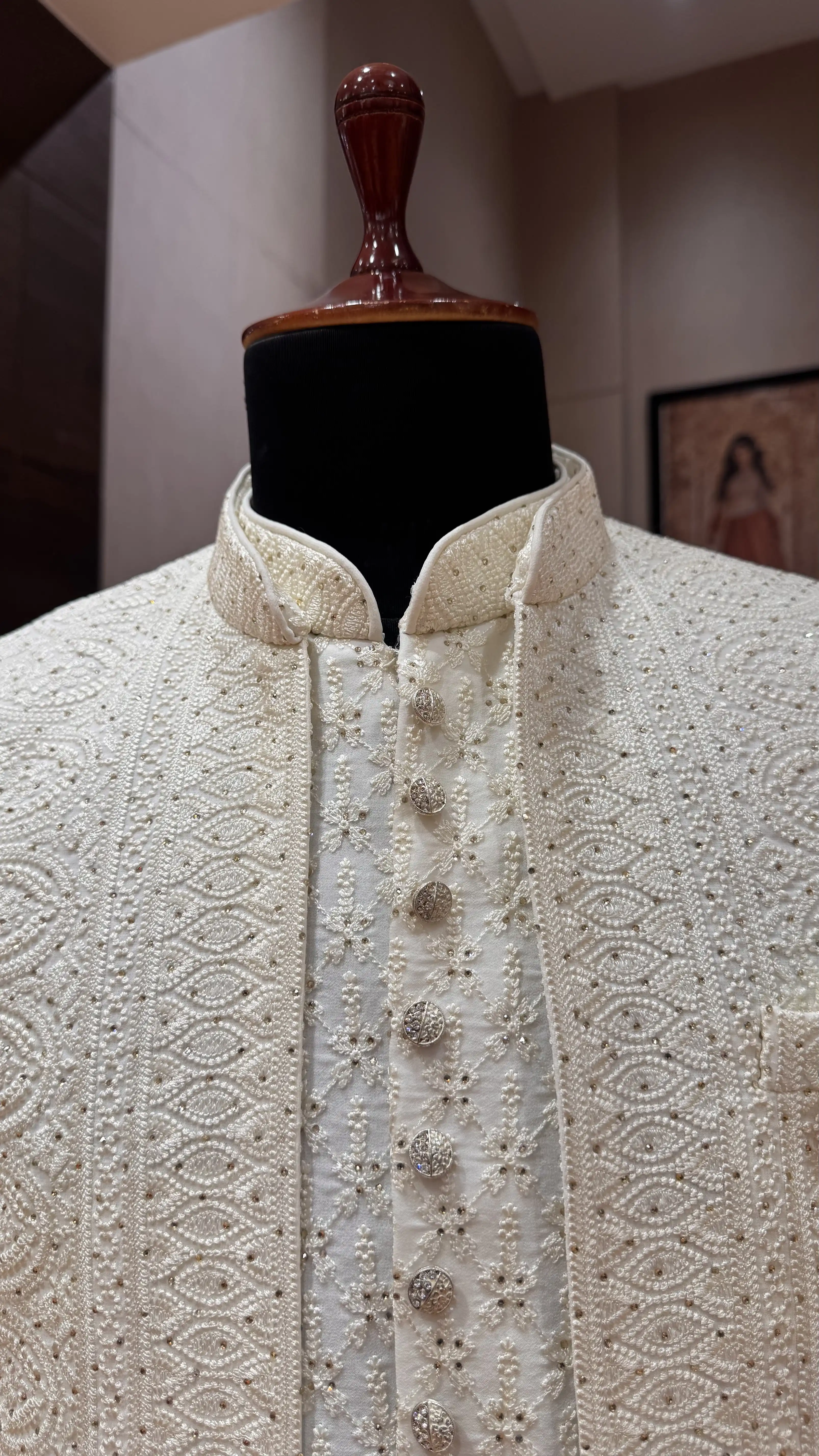 Off white jacket style bandhgala - Image 3
