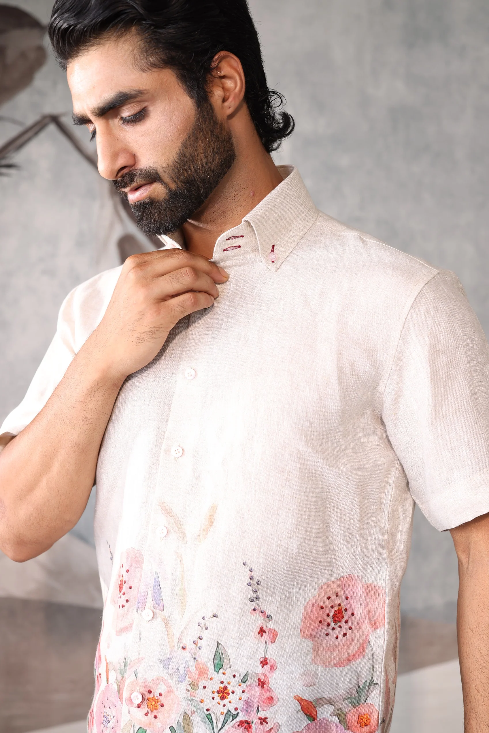 Olive moss corduroy safari shirt with metal buttons - club casual edit