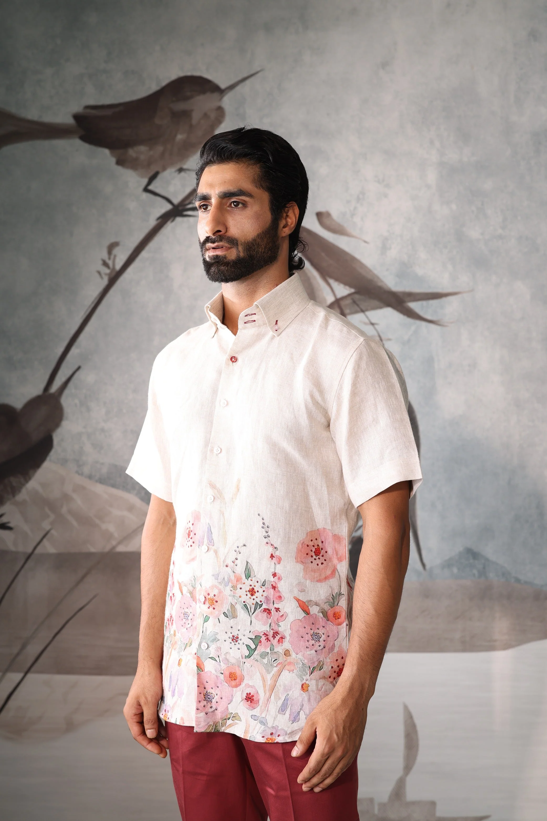 Olive moss corduroy safari shirt with metal buttons - club casual edit - Image 3