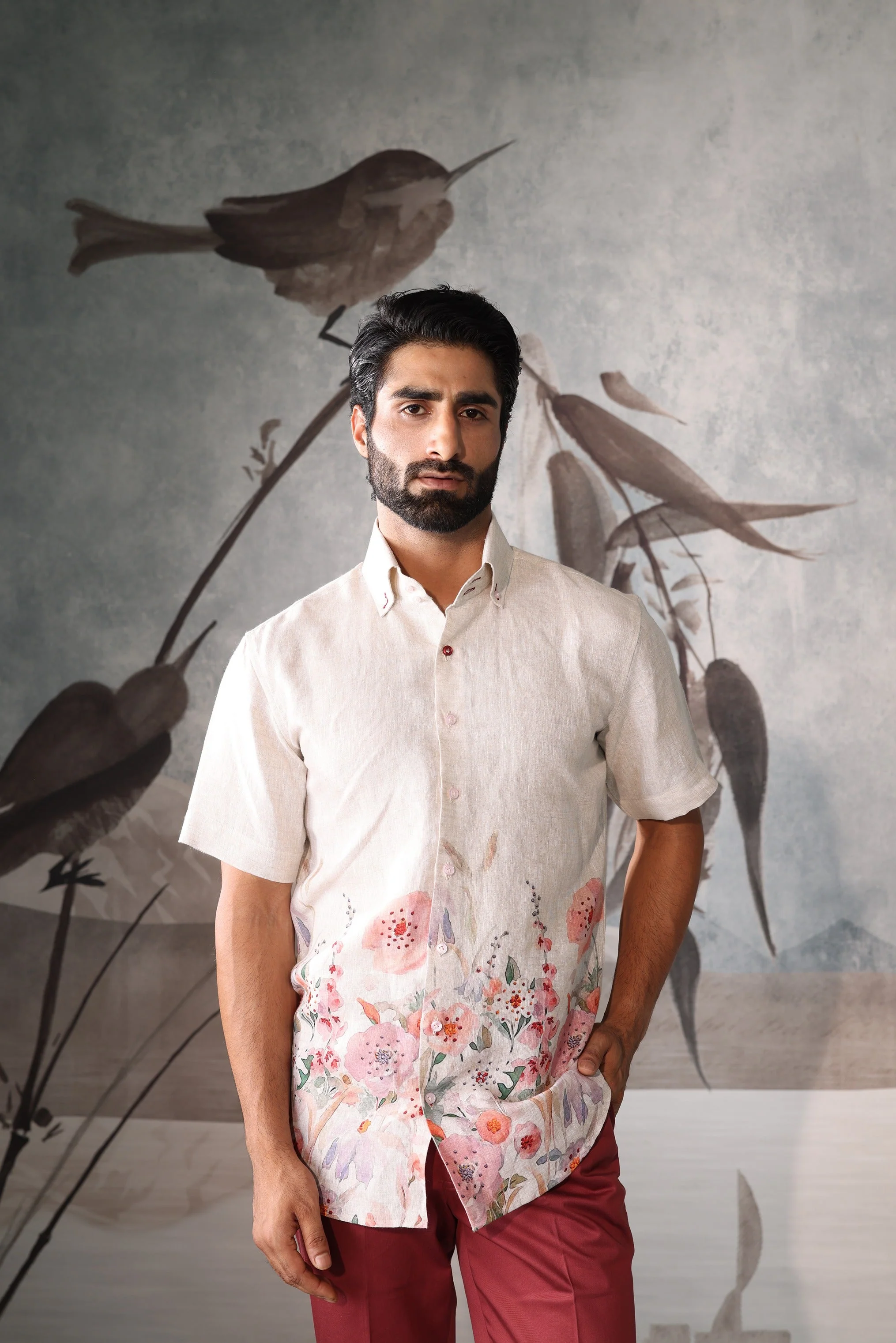 Olive moss corduroy safari shirt with metal buttons - club casual edit - Image 4