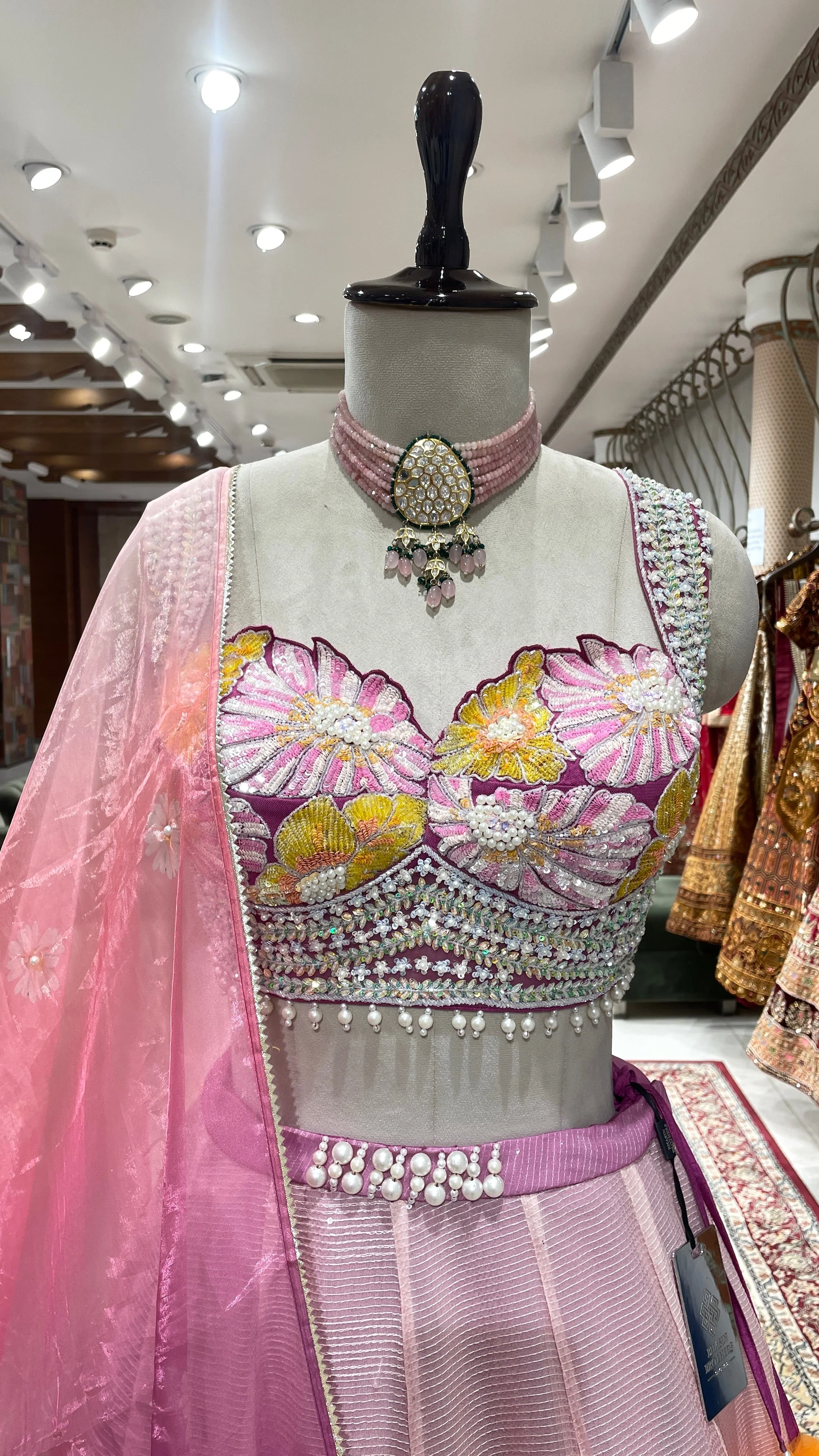 Ombre Pink Floral lehenga - Image 2