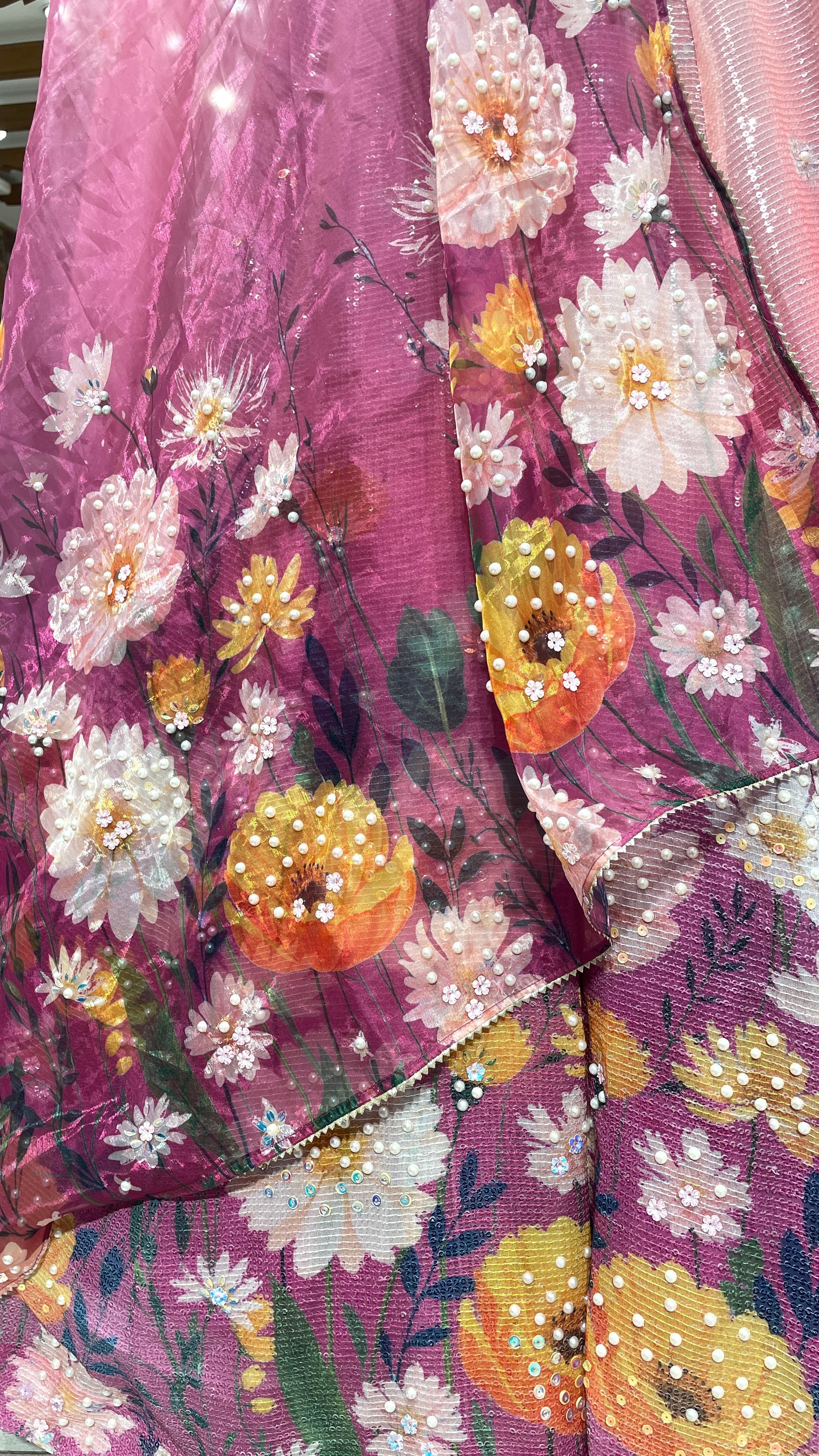 Ombre Pink Floral lehenga - Image 3