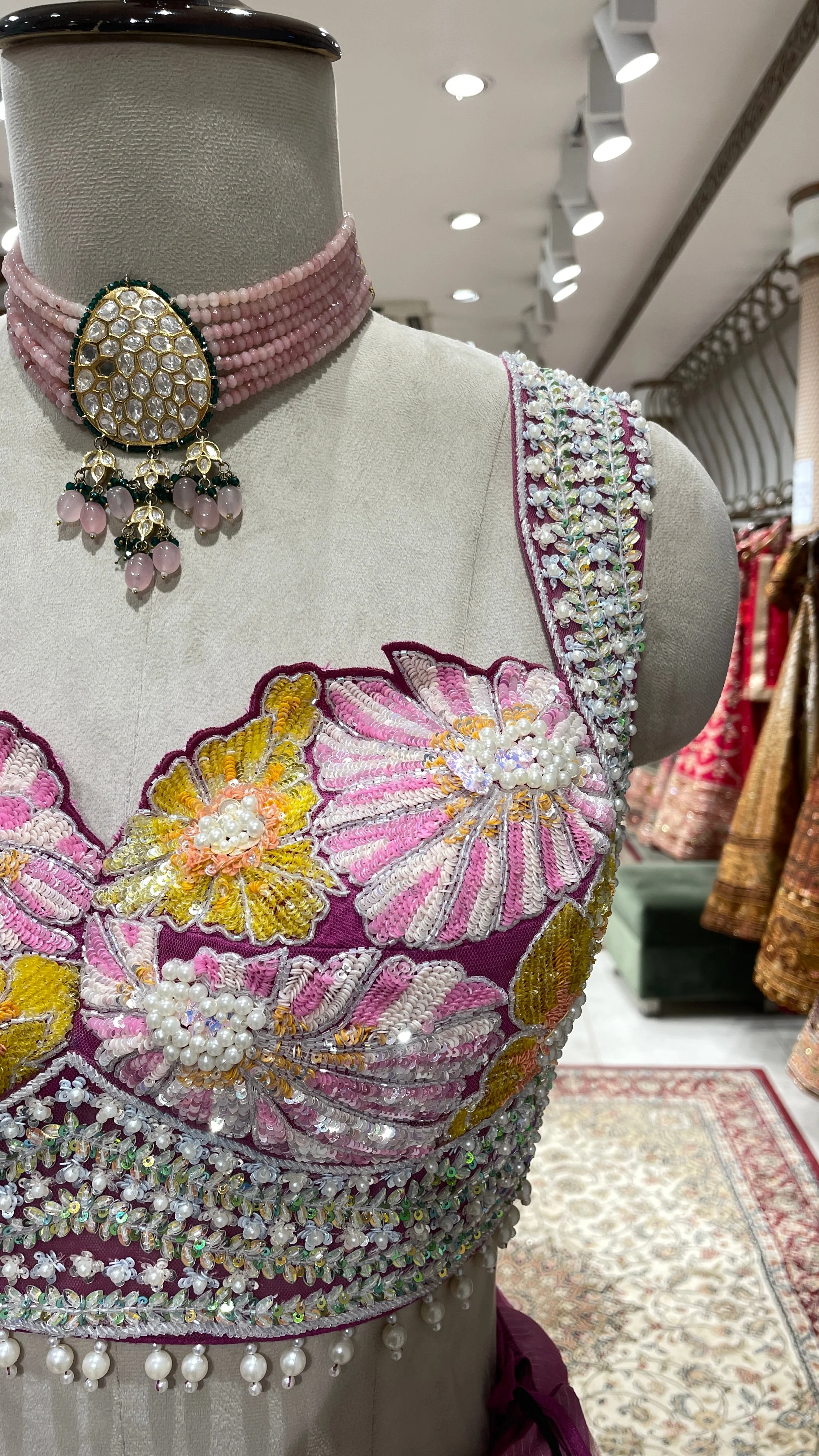 Ombre Pink Floral lehenga - Image 4