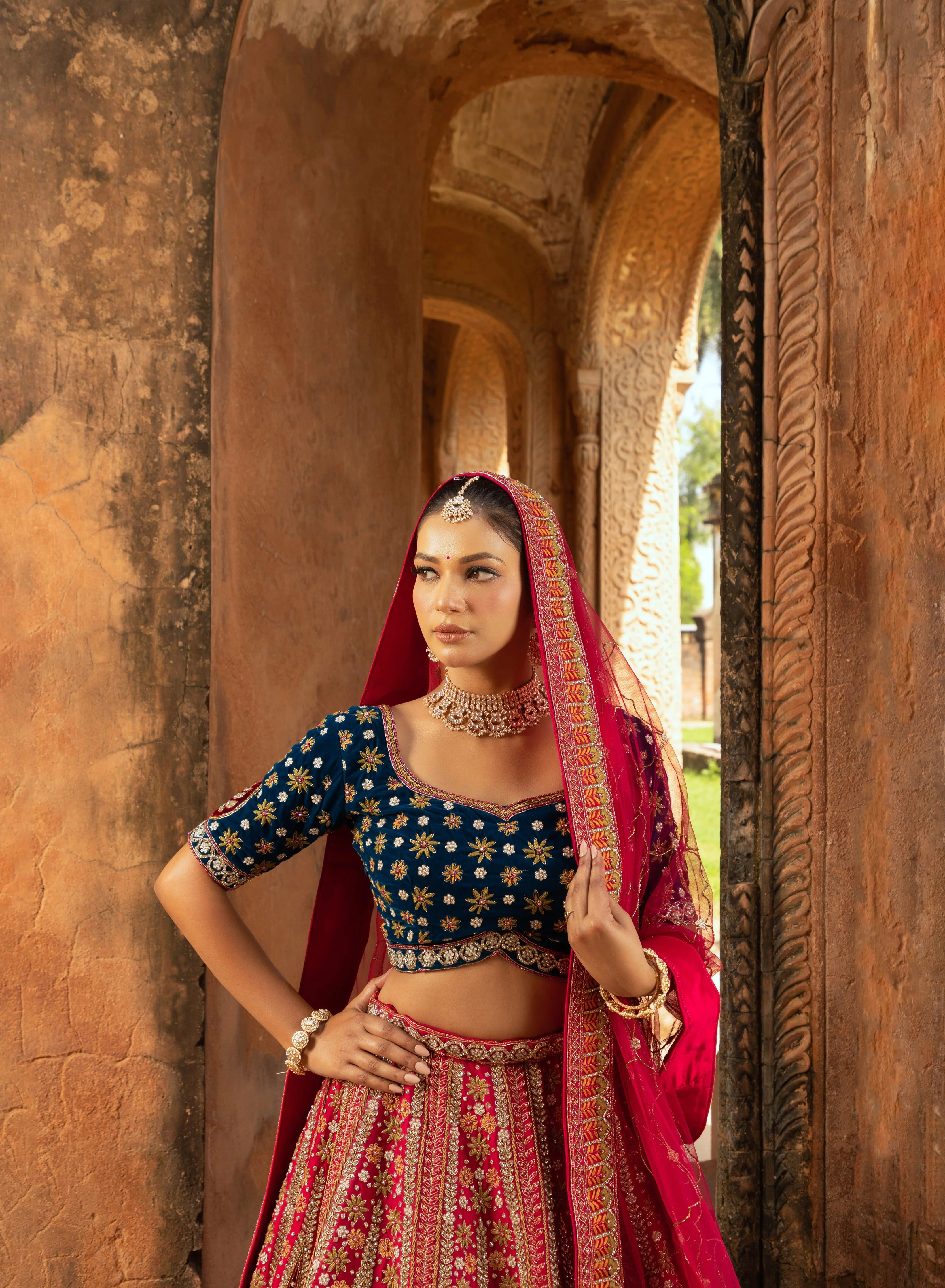 Opulent Silk Lehenga with Multi-Color Thread Embroidery - Image 2
