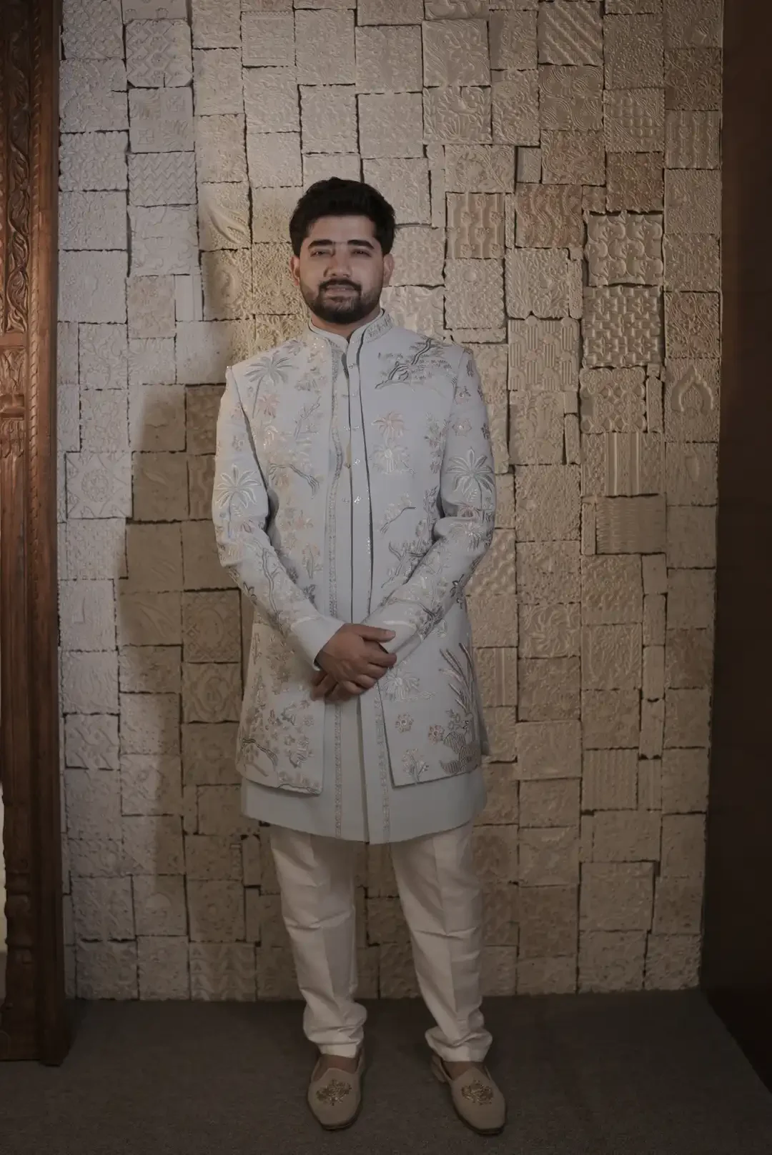 Pastel Blue Double Layered Indowestern