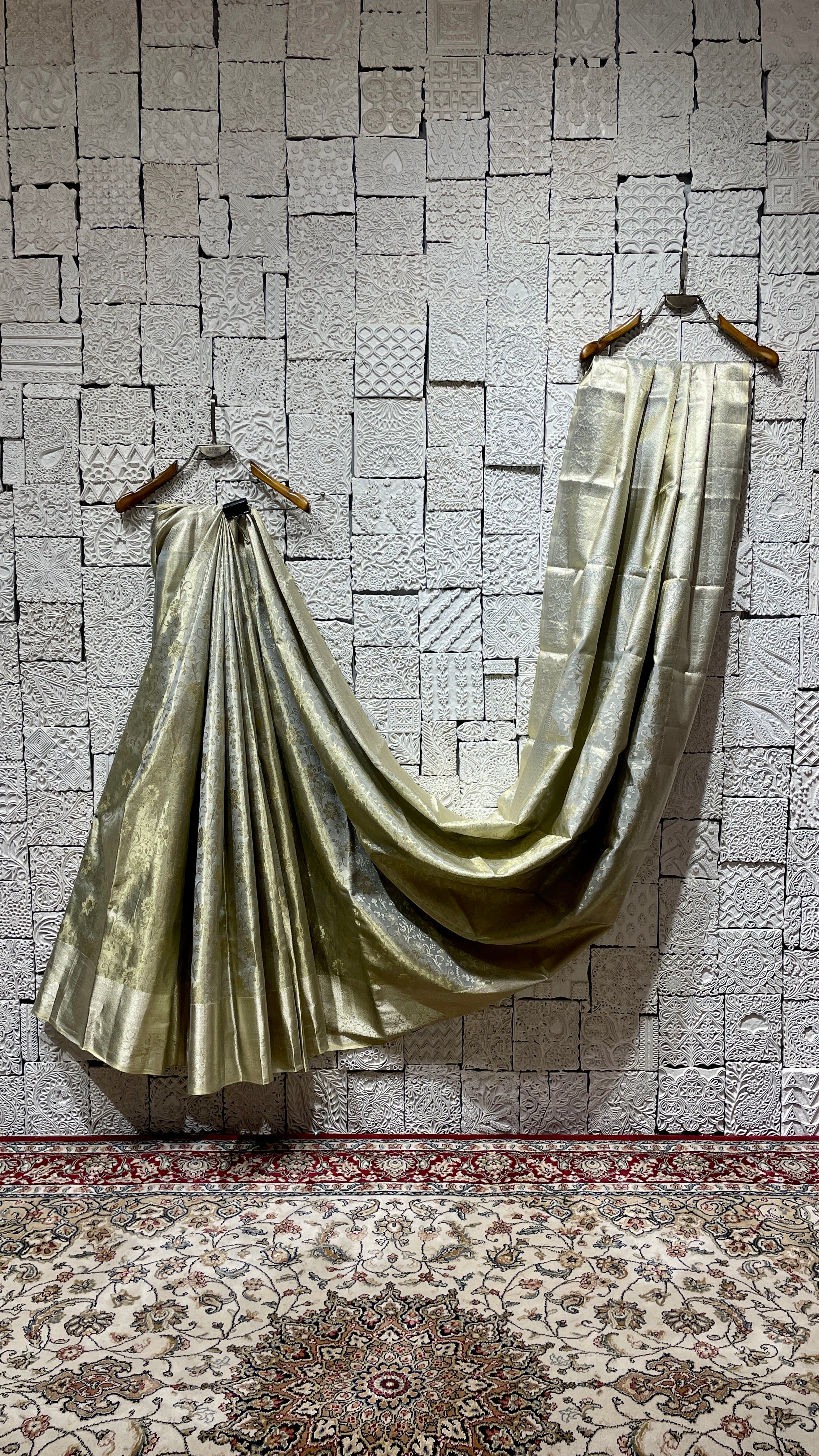 Pastel green silk kanjivaram saree