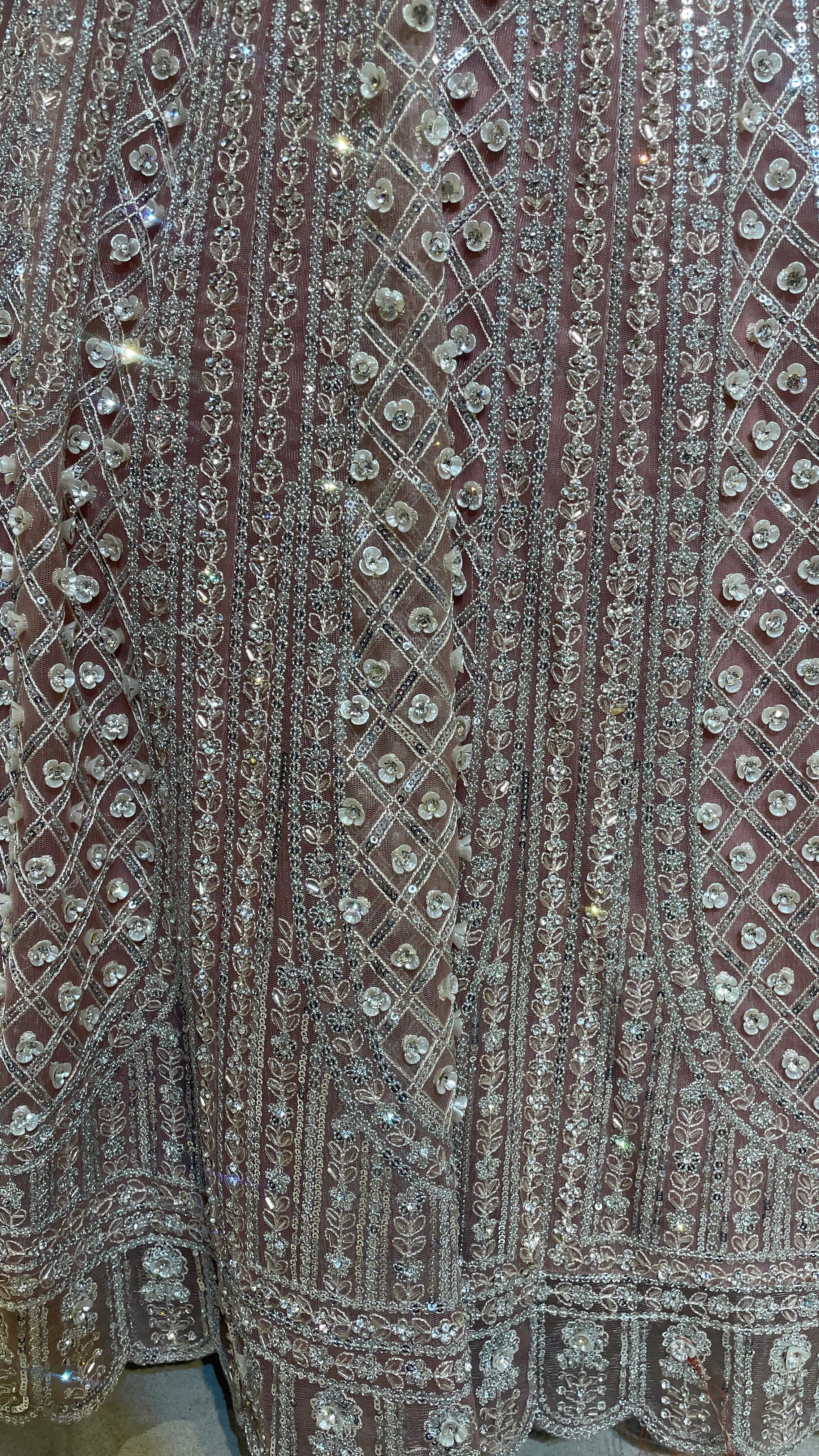 Peach net lehenga with sequins embellishments - Image 4