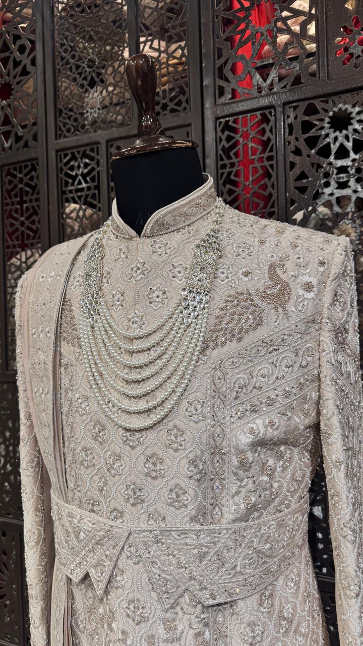 Peacock embroidered Sherwani - Image 3