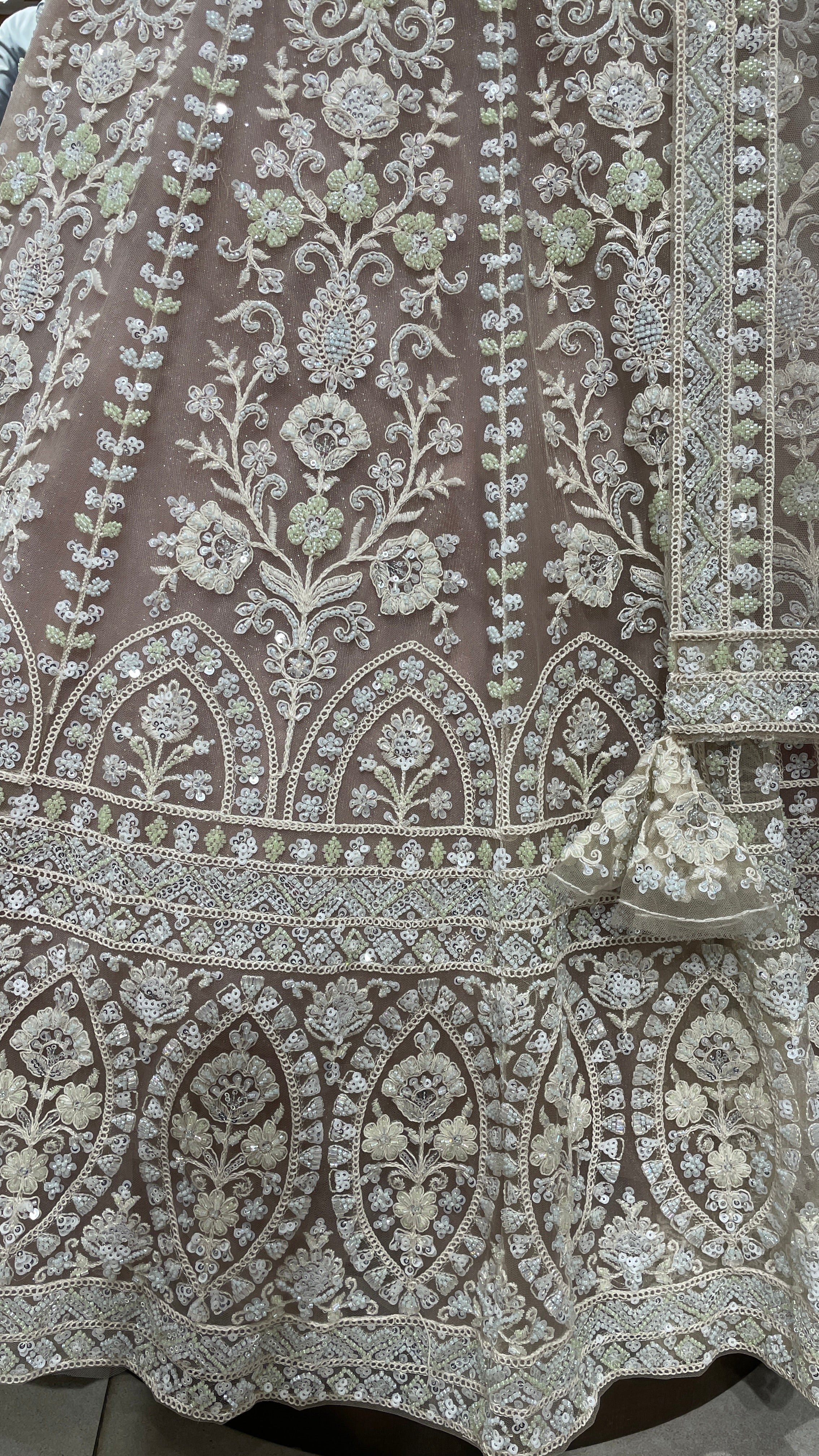 Pink colour lehenga with white threadwork - Image 2