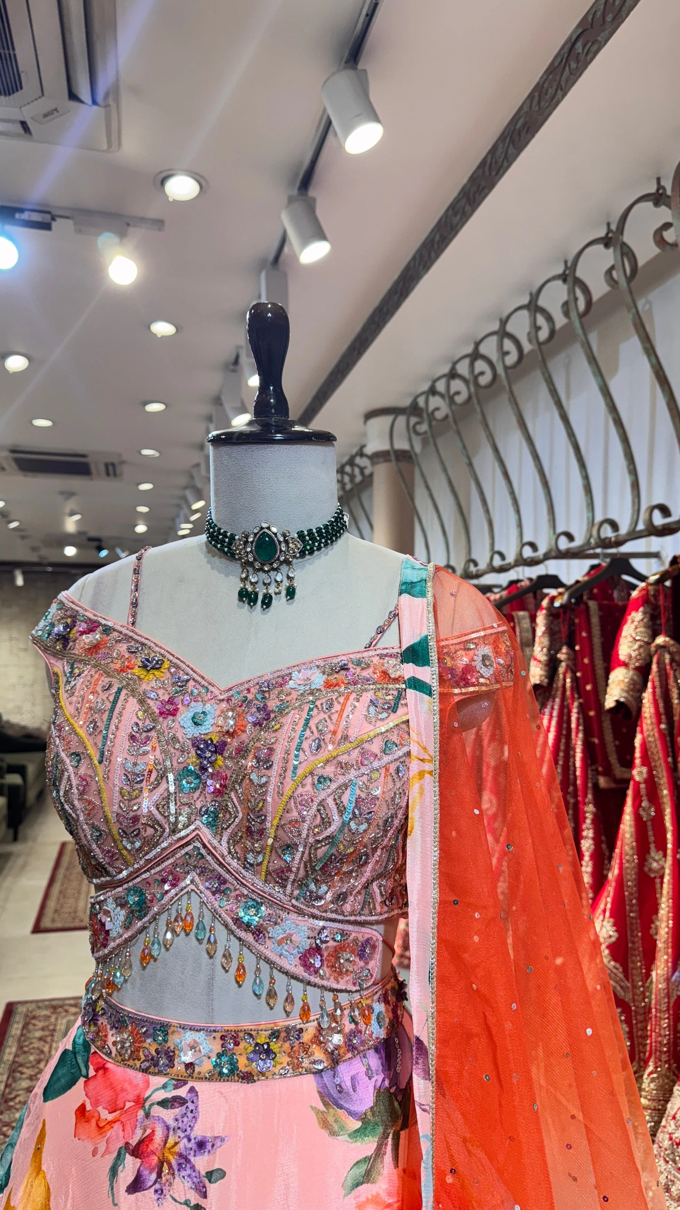 Pink Floral printed lehenga - Image 2