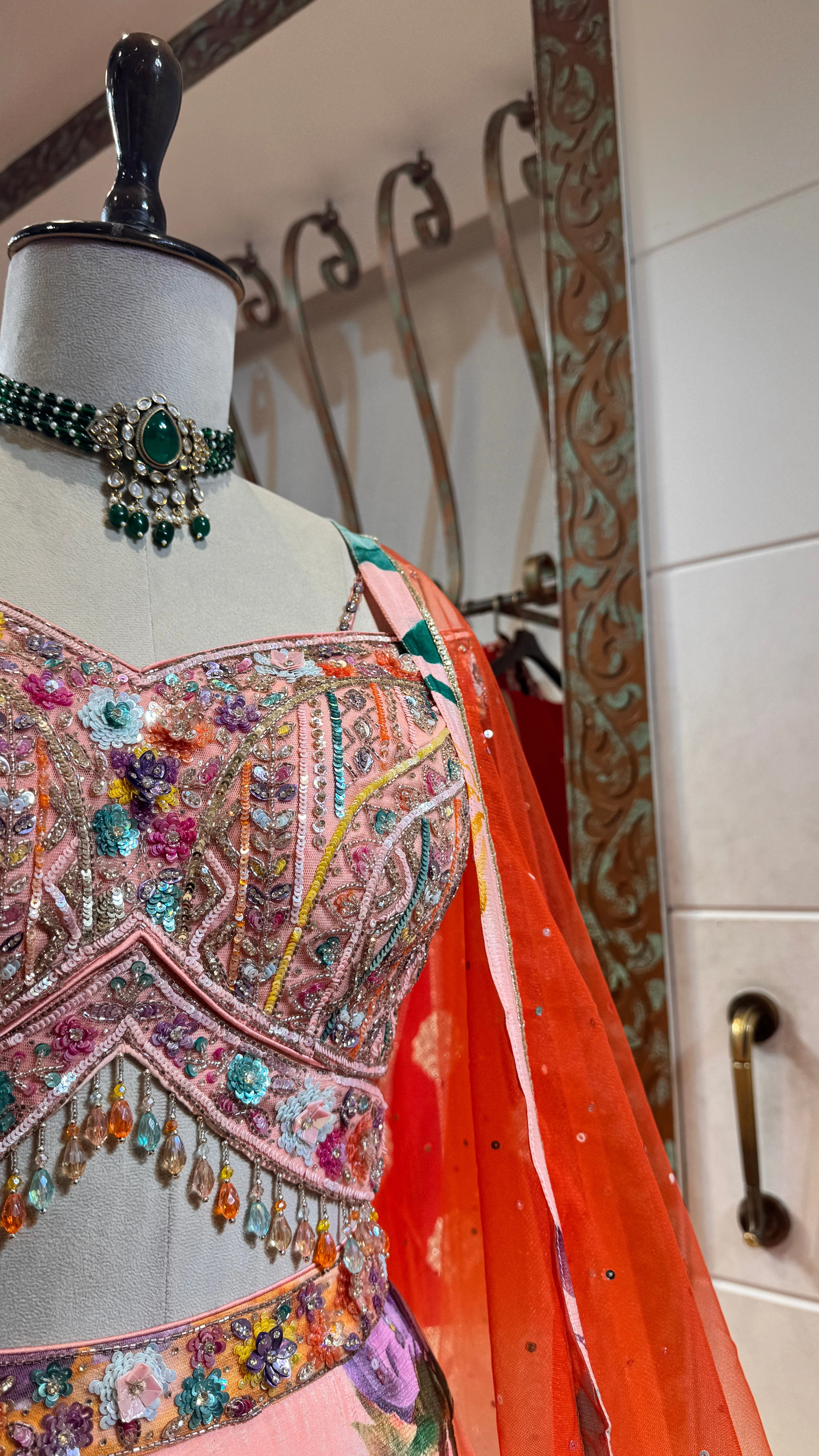 Pink Floral printed lehenga - Image 3