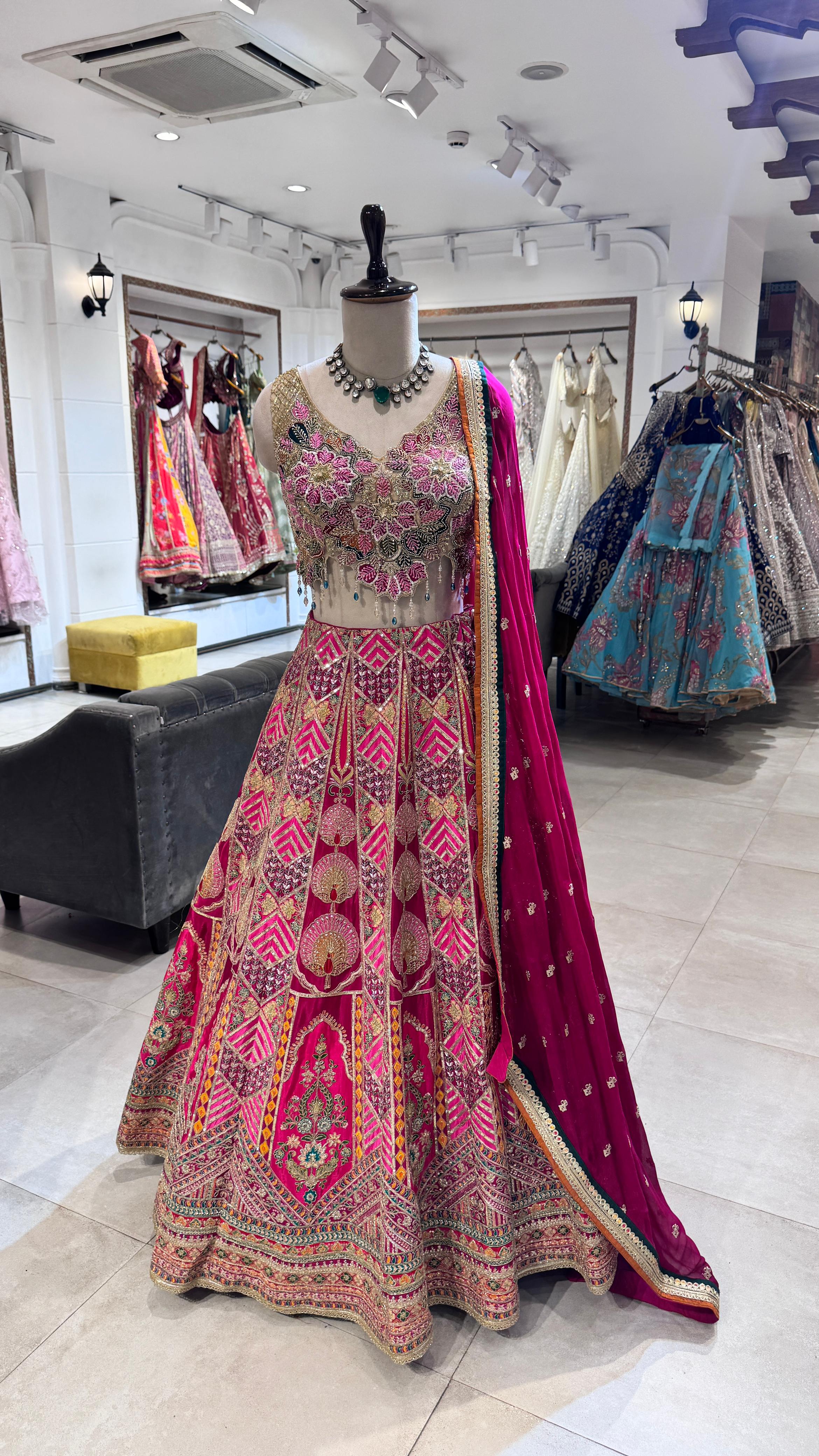 Royal Pink Embroidered Lehenga