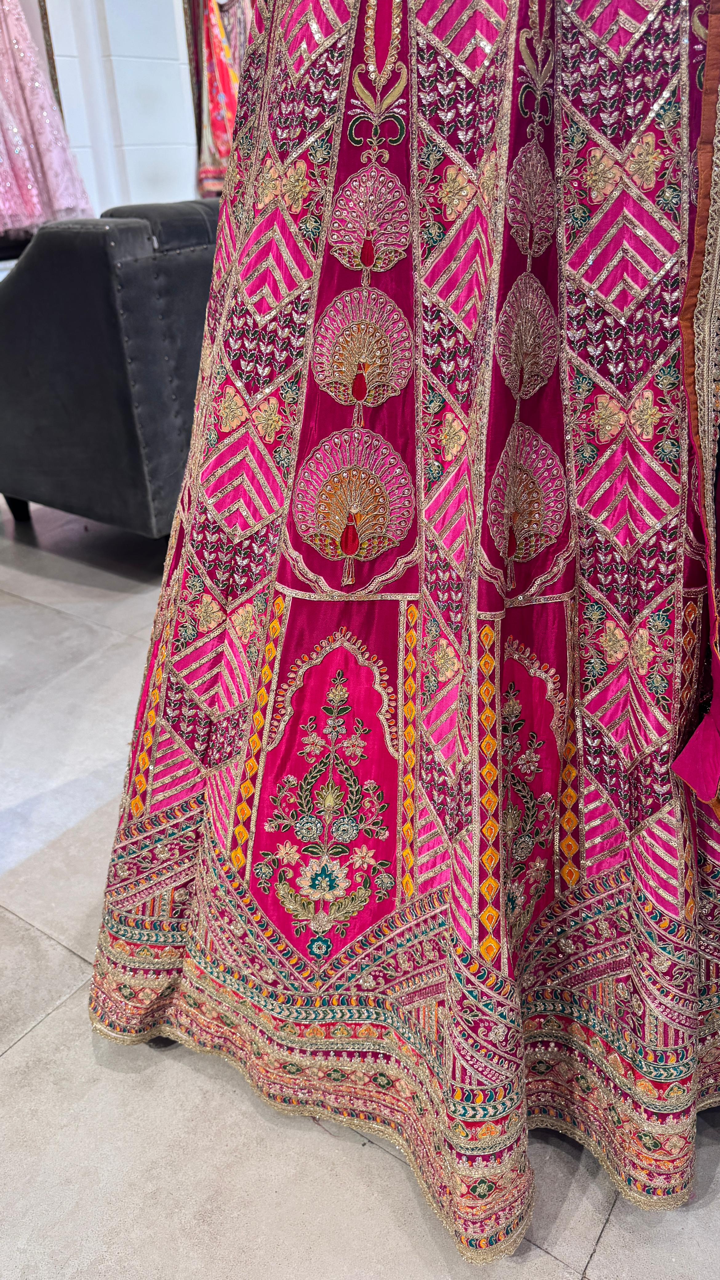 Royal Pink Embroidered Lehenga - Image 3