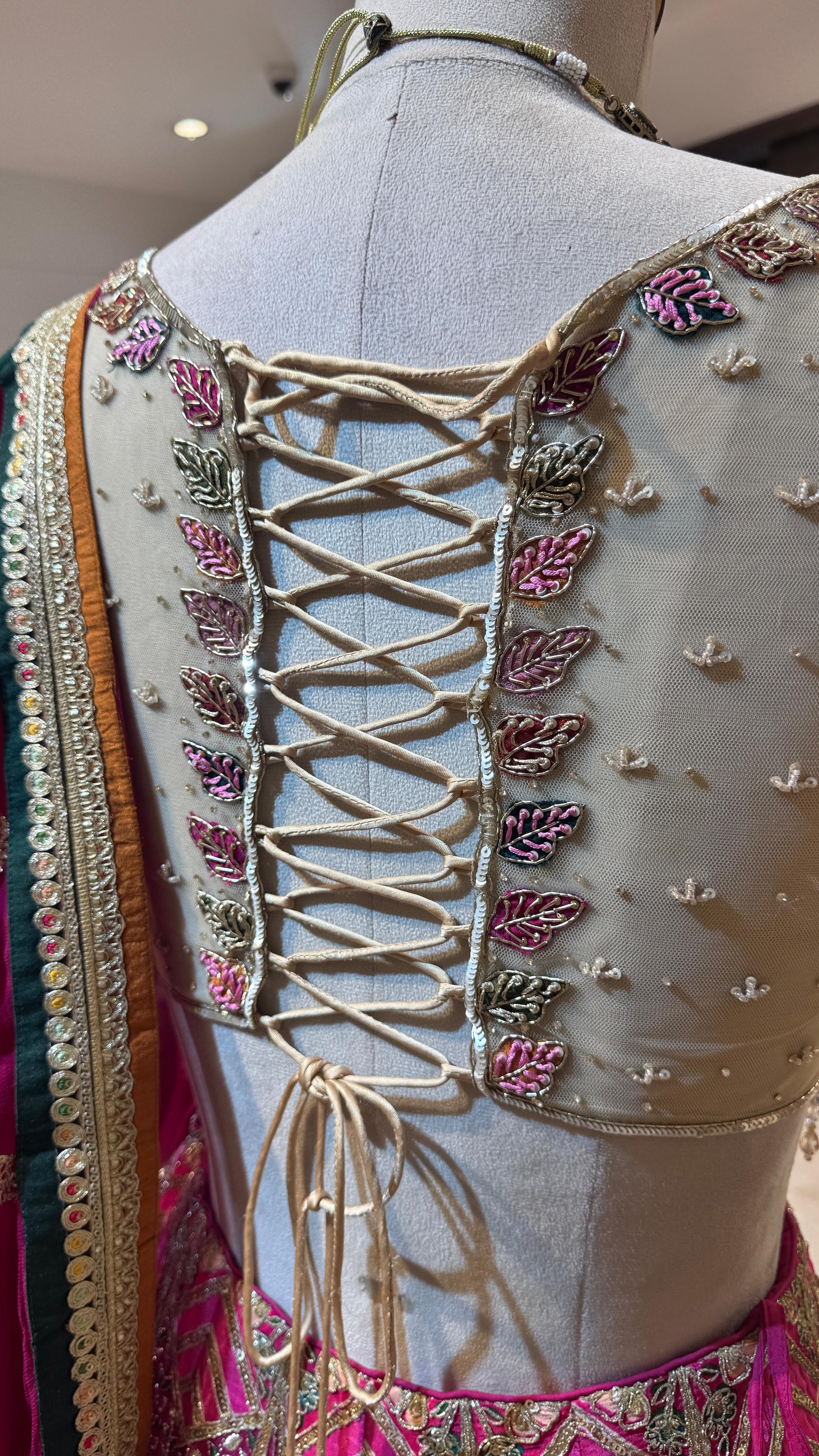 Royal Pink Embroidered Lehenga - Image 5