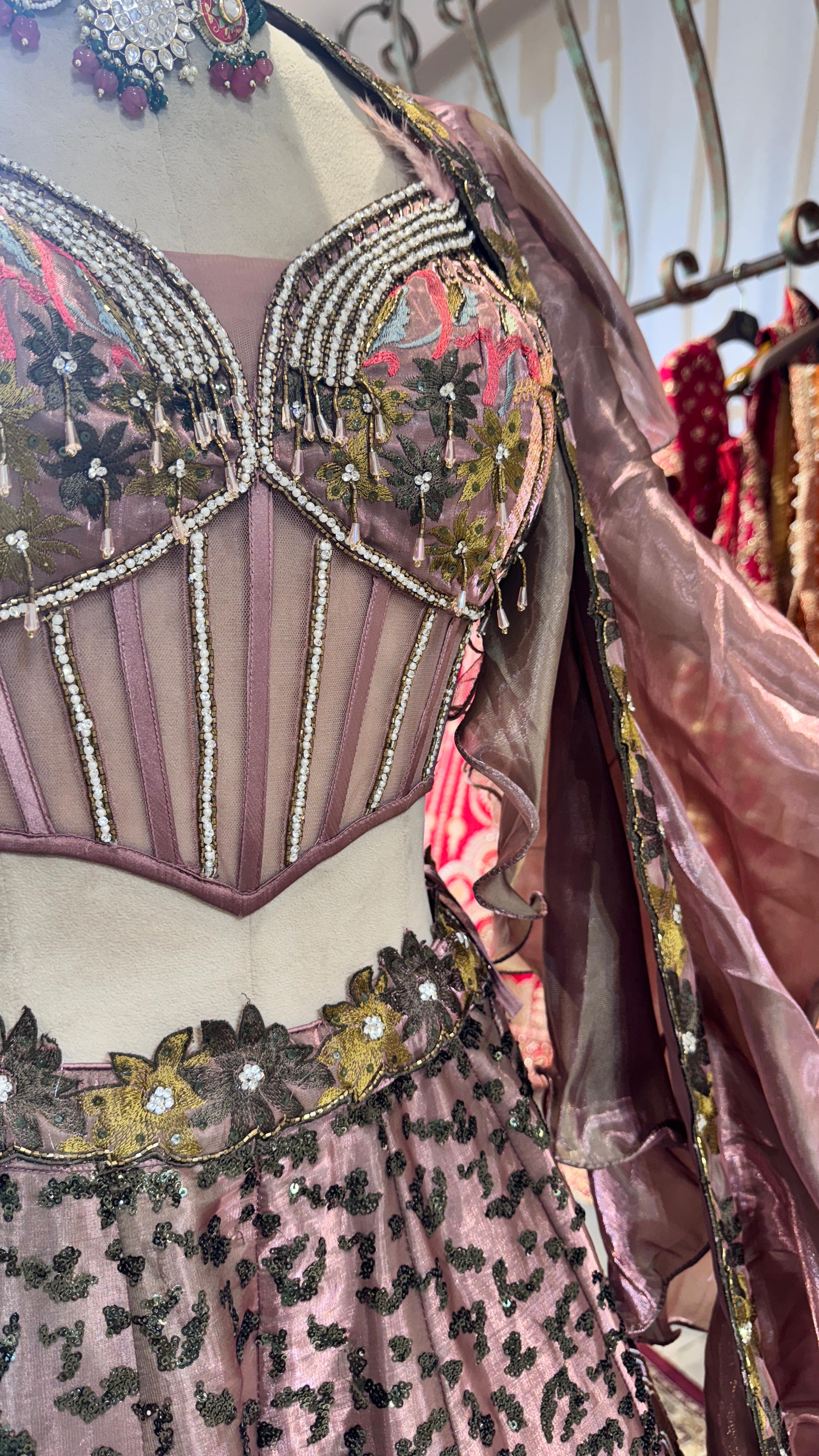 Royal Heritage Mauve Lehenga - Image 3