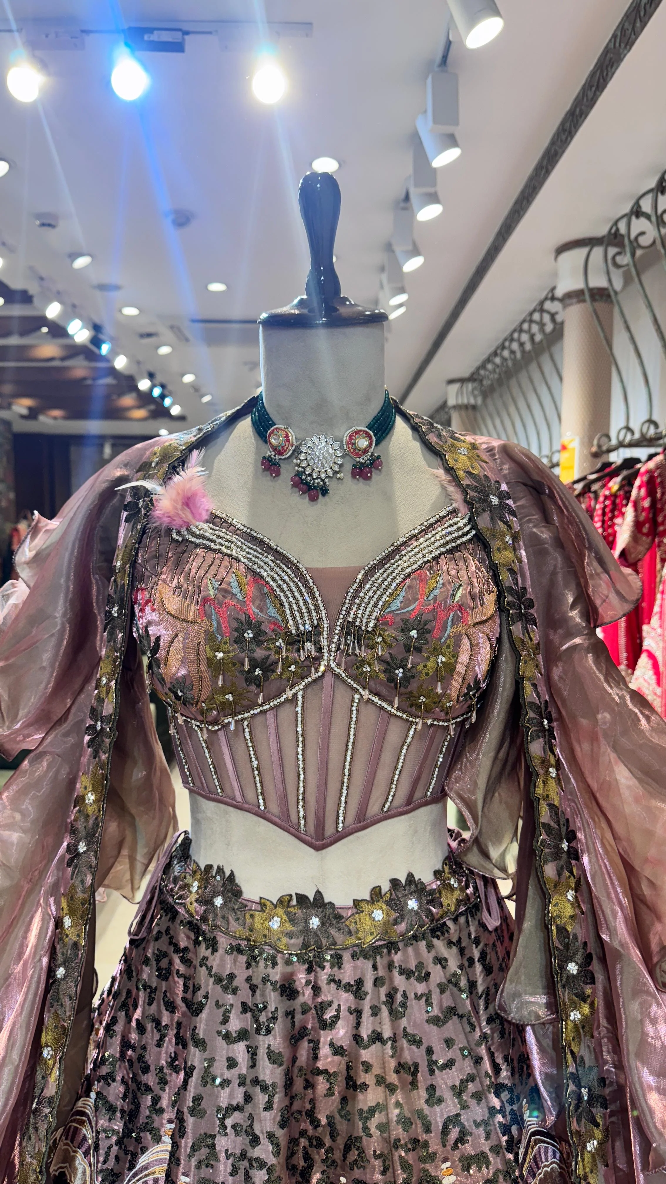 Royal Heritage Mauve Lehenga - Image 4