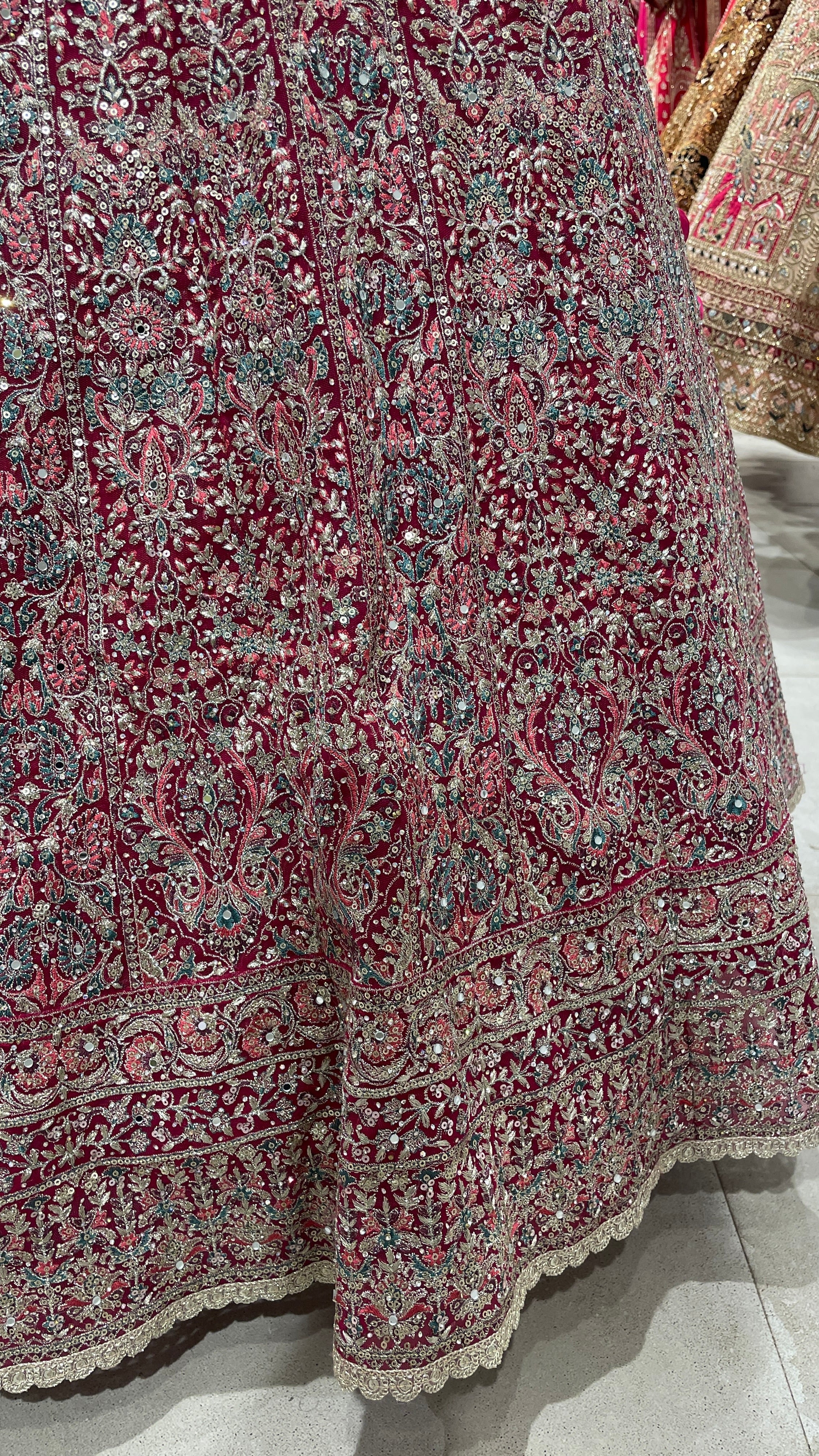 Pink net lehenga with floral motifs - Image 2