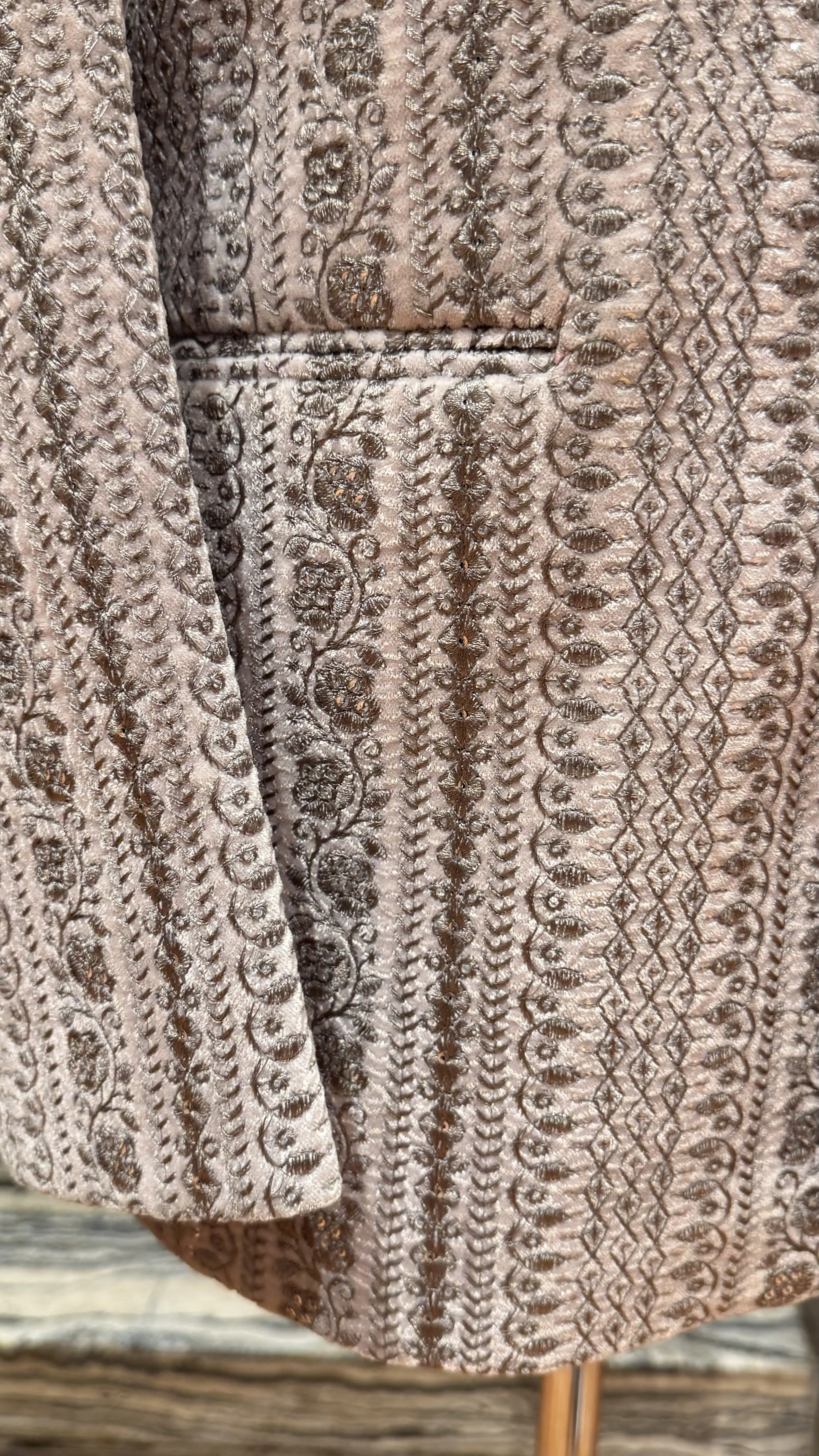 Pinkish grey bandhgala with silver embroidery - Image 3