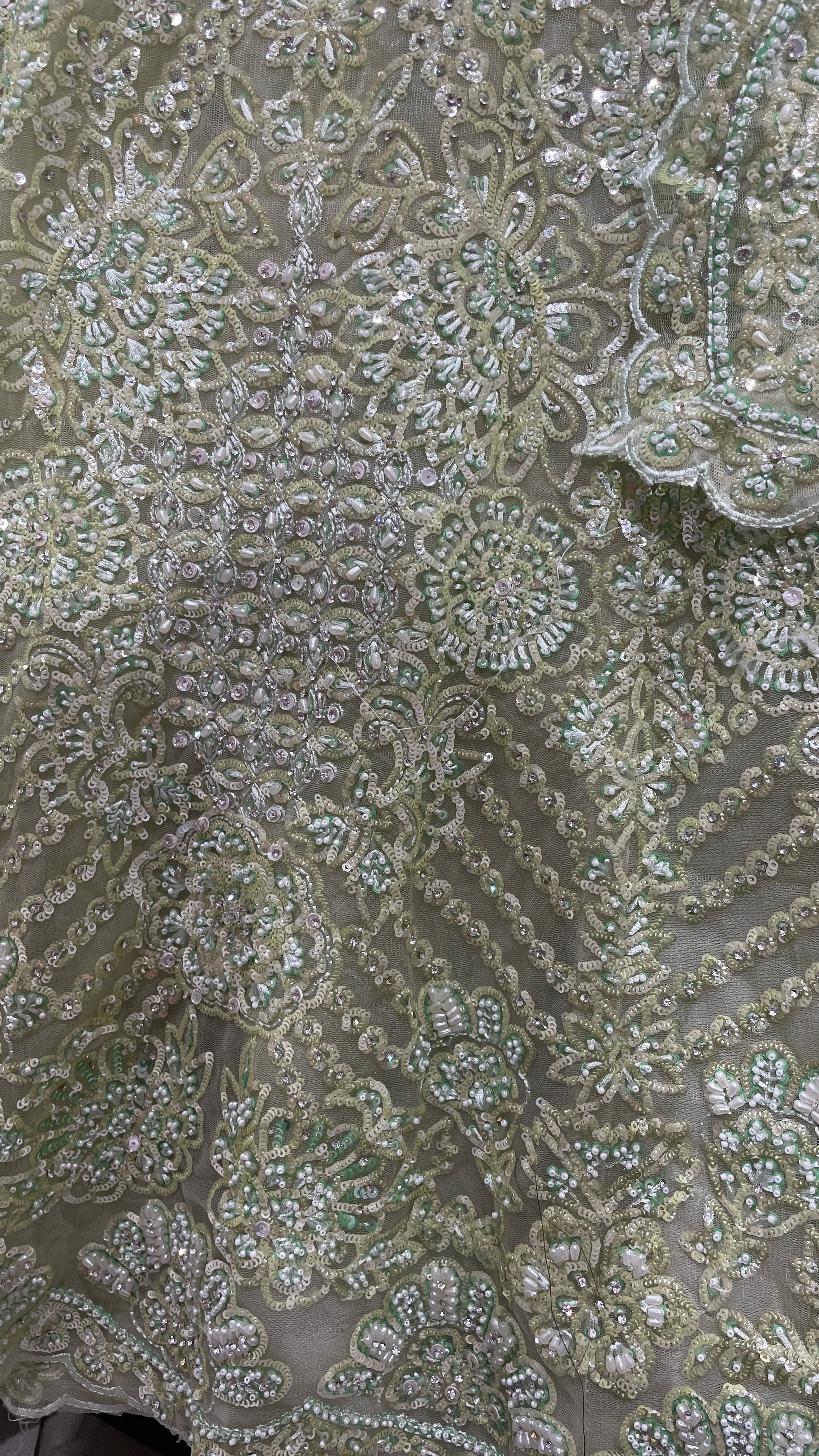 Pista Green colour Lehenga with sequins and pearlwork - Image 2