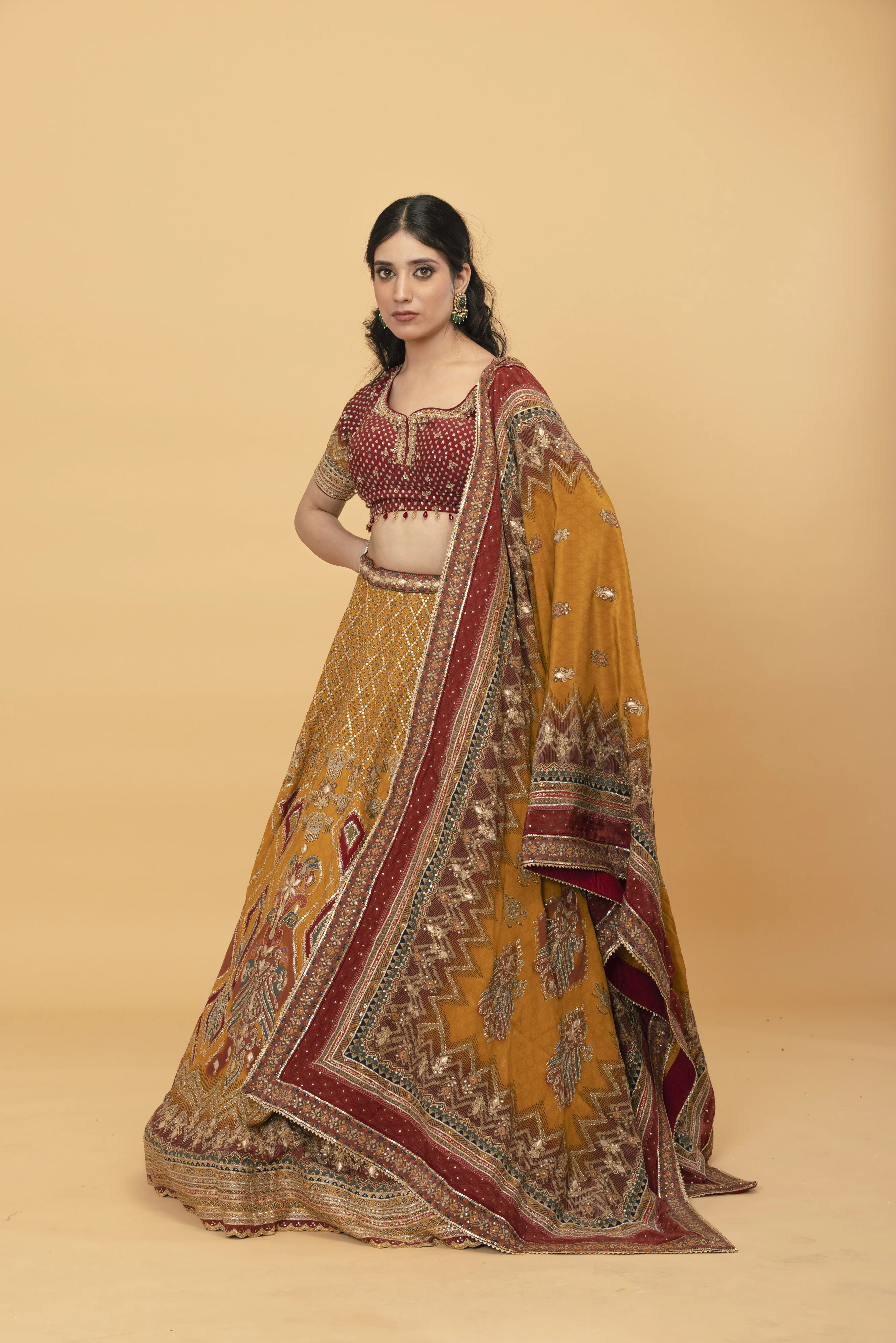 Printed Silk Multicolour lehenga - Image 3
