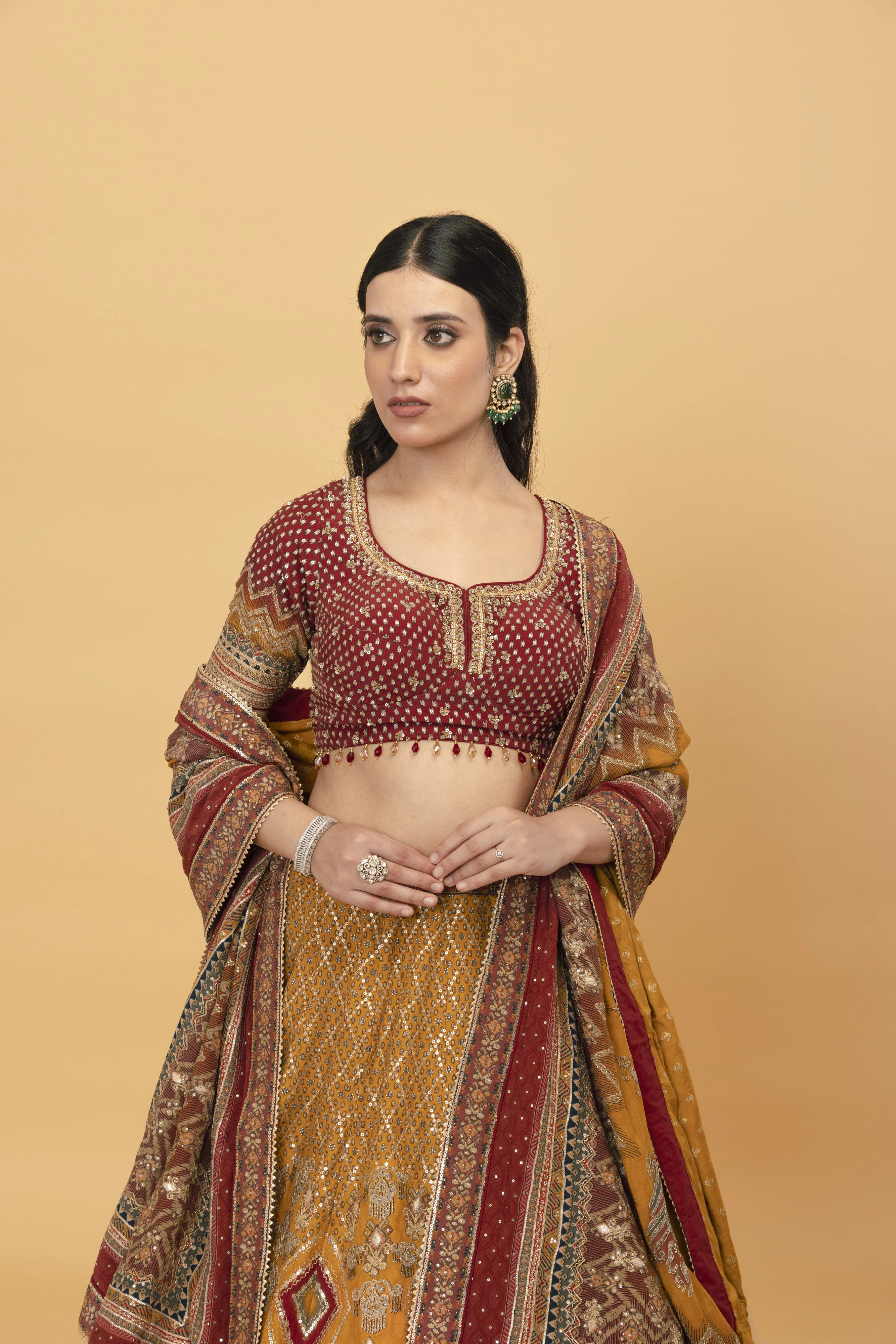 Printed Silk Multicolour lehenga - Image 4