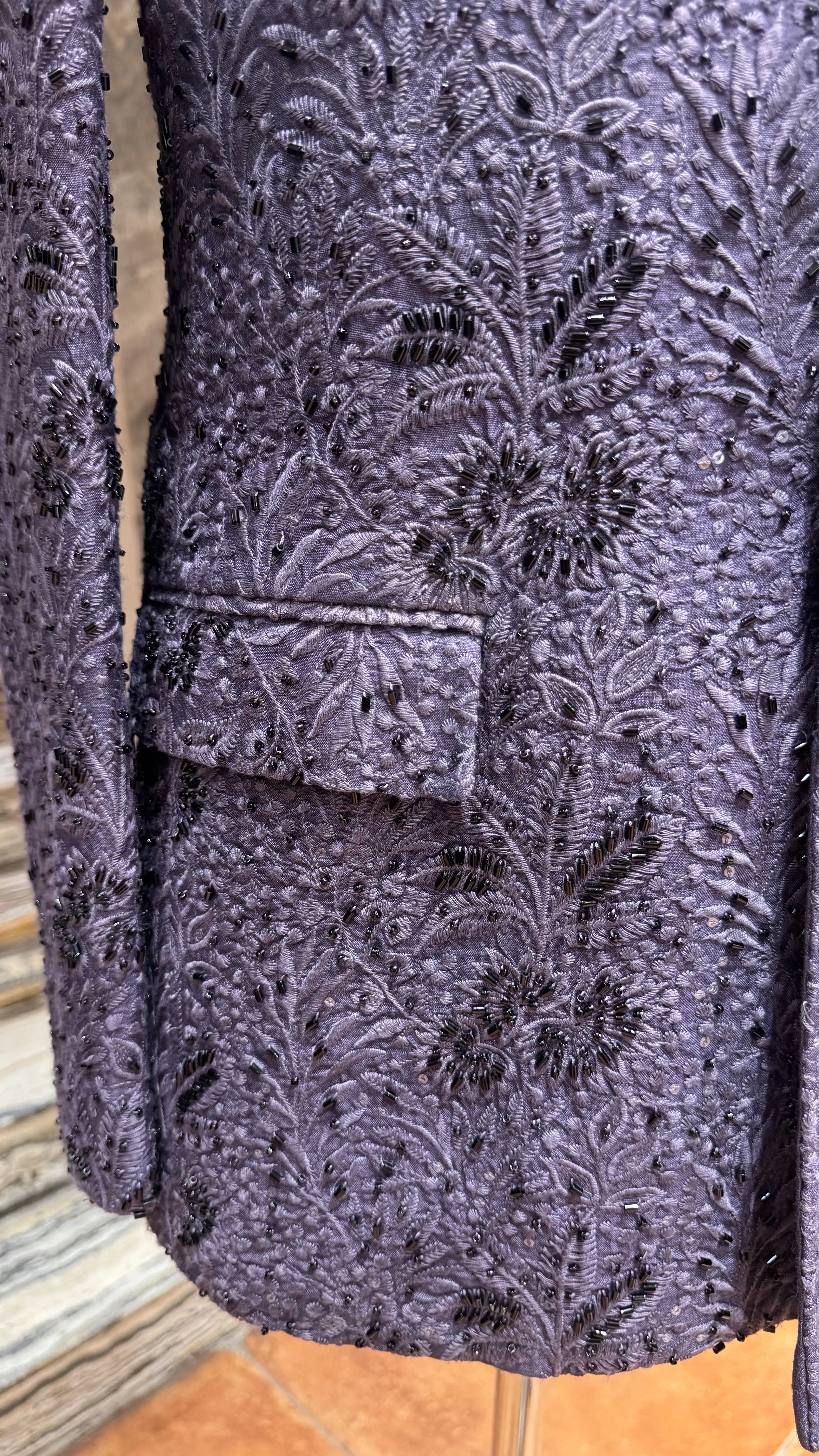 Purple bandhgala with self work - Image 3
