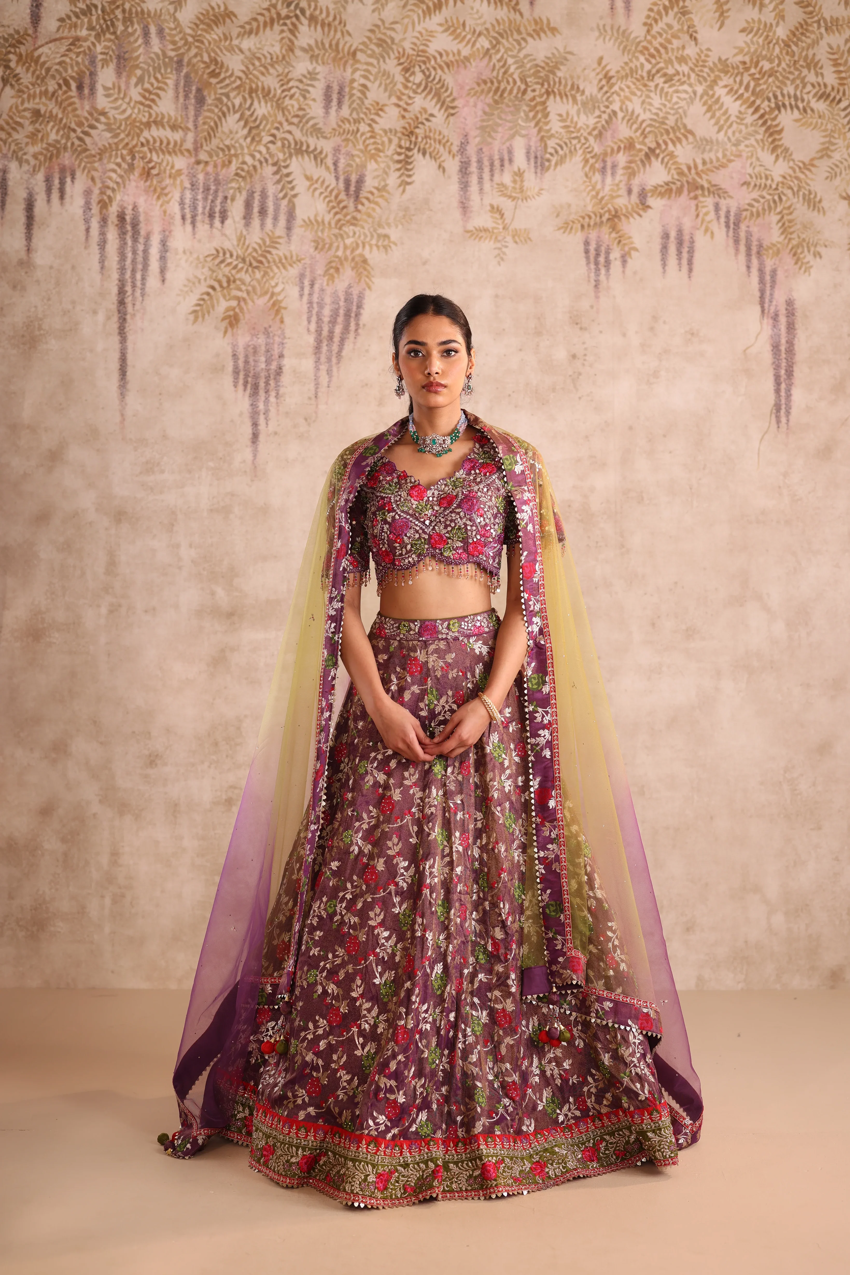 Purple Embroidered Party Wear Lehenga - Image 2