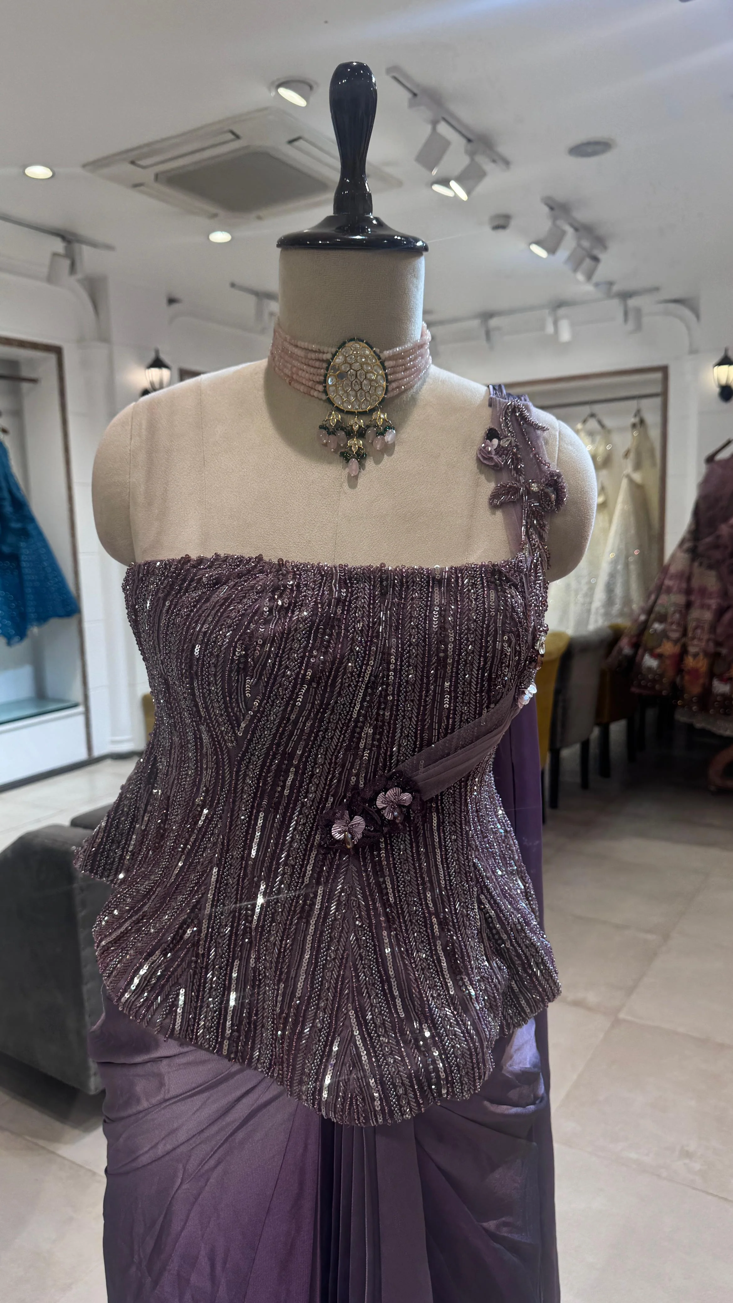 Purple organza saree - Image 2