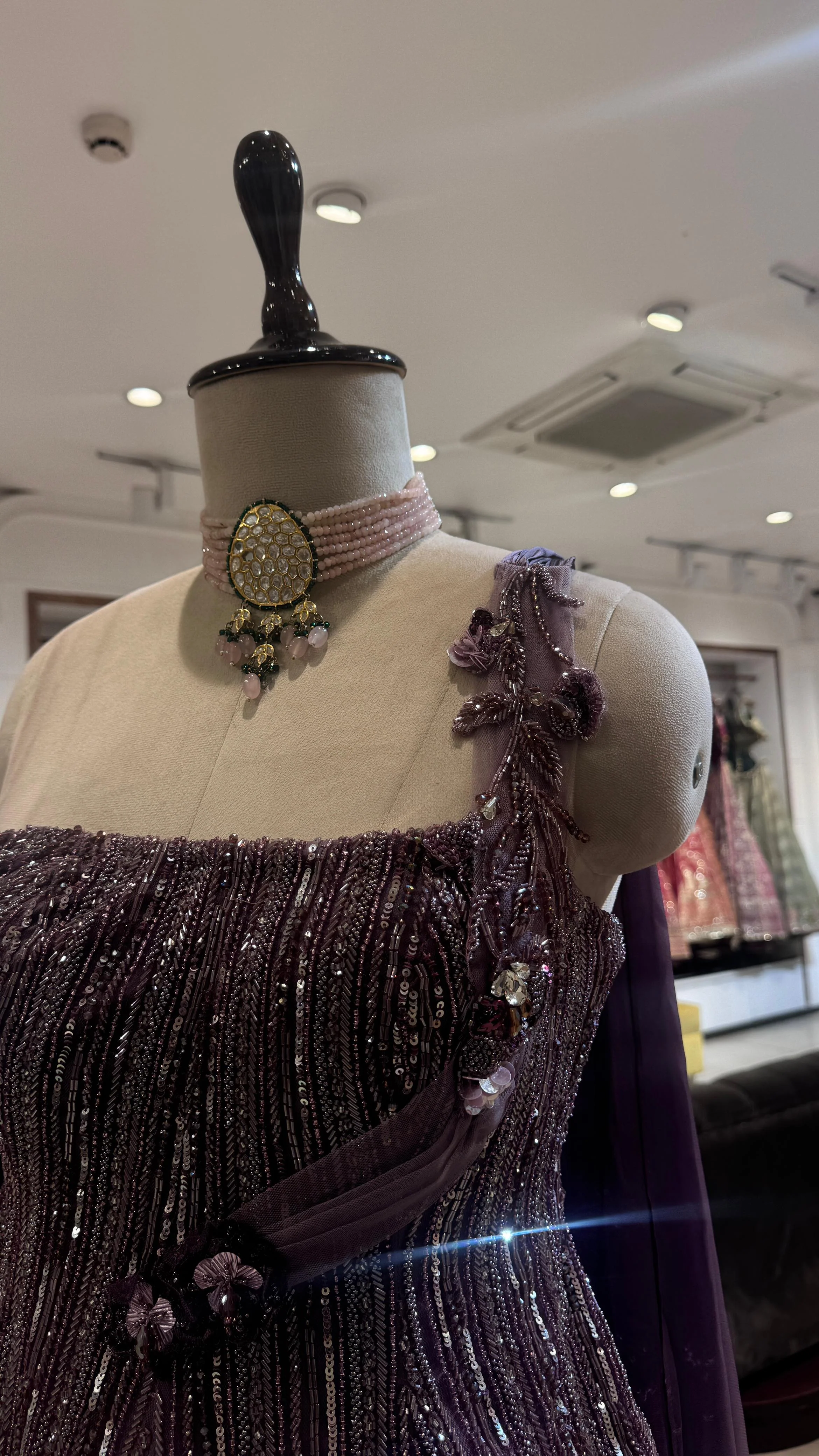 Purple organza saree - Image 4