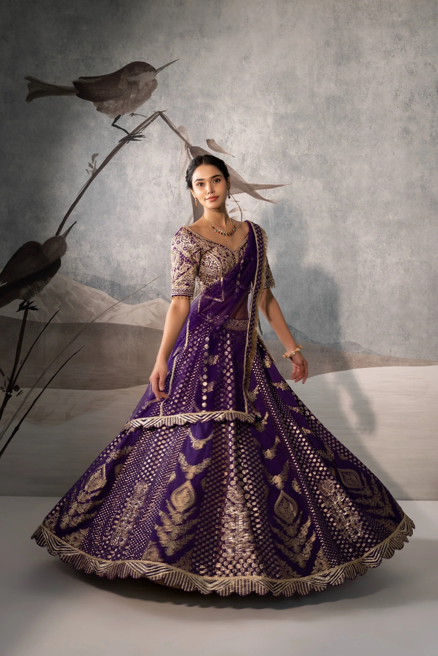 PURPLE SILK LEHENGA - Image 2