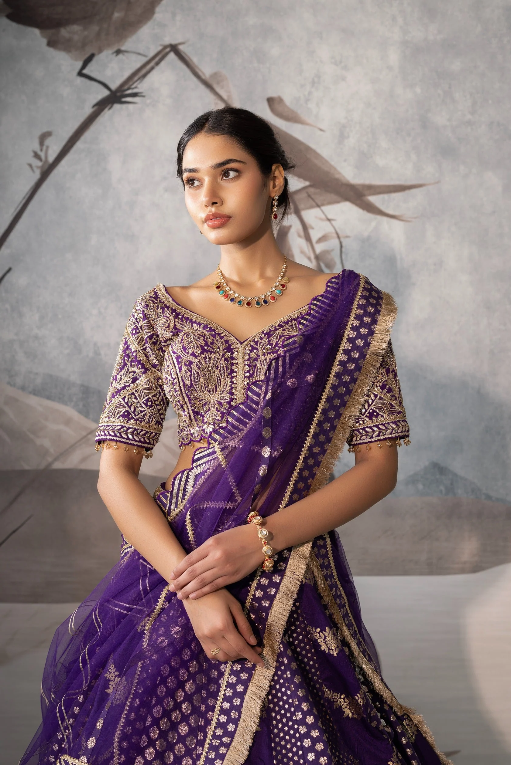 PURPLE SILK LEHENGA - Image 3