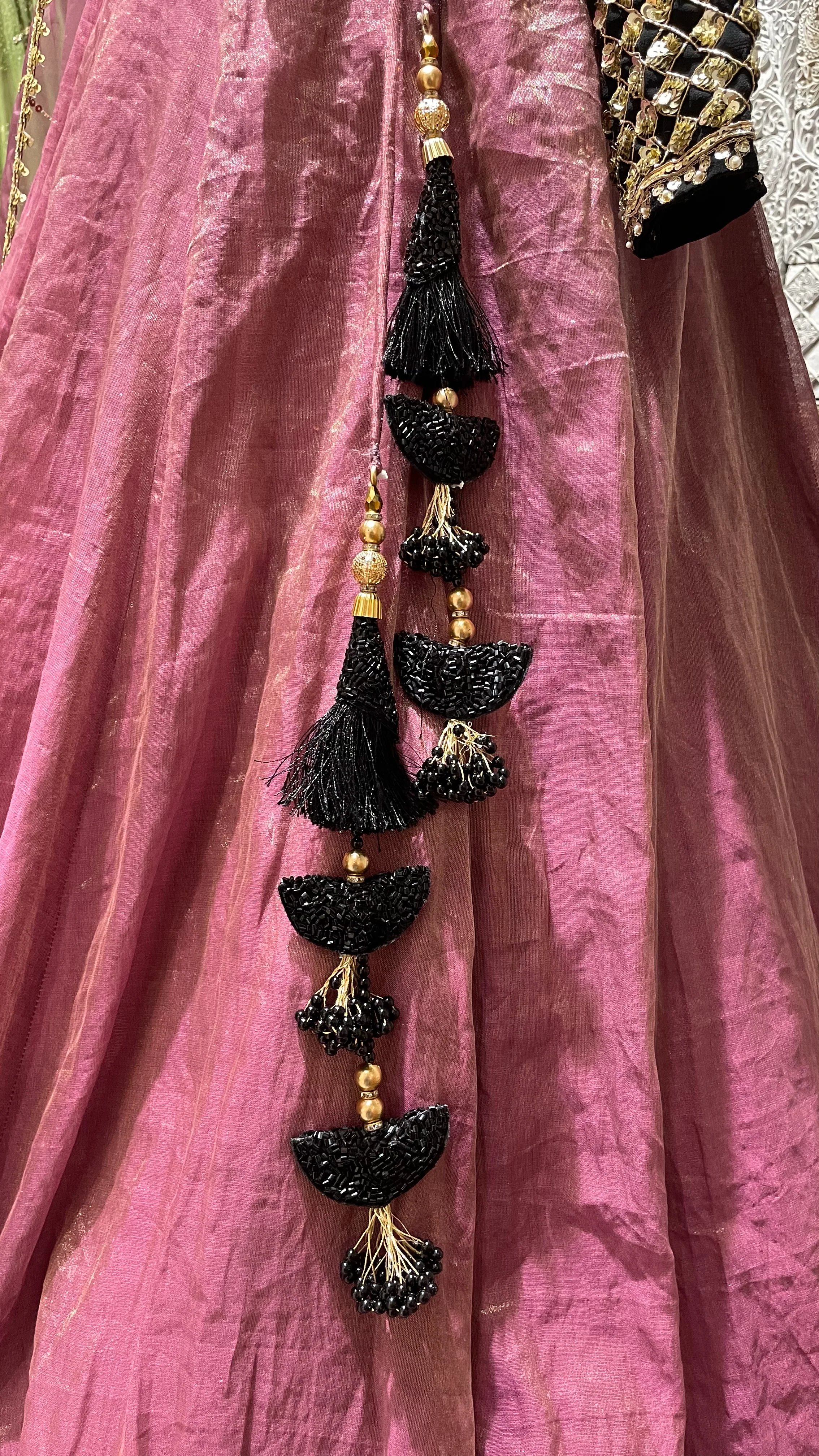Purple Tissue Lehenga with heavy embroidered blouse - Image 2